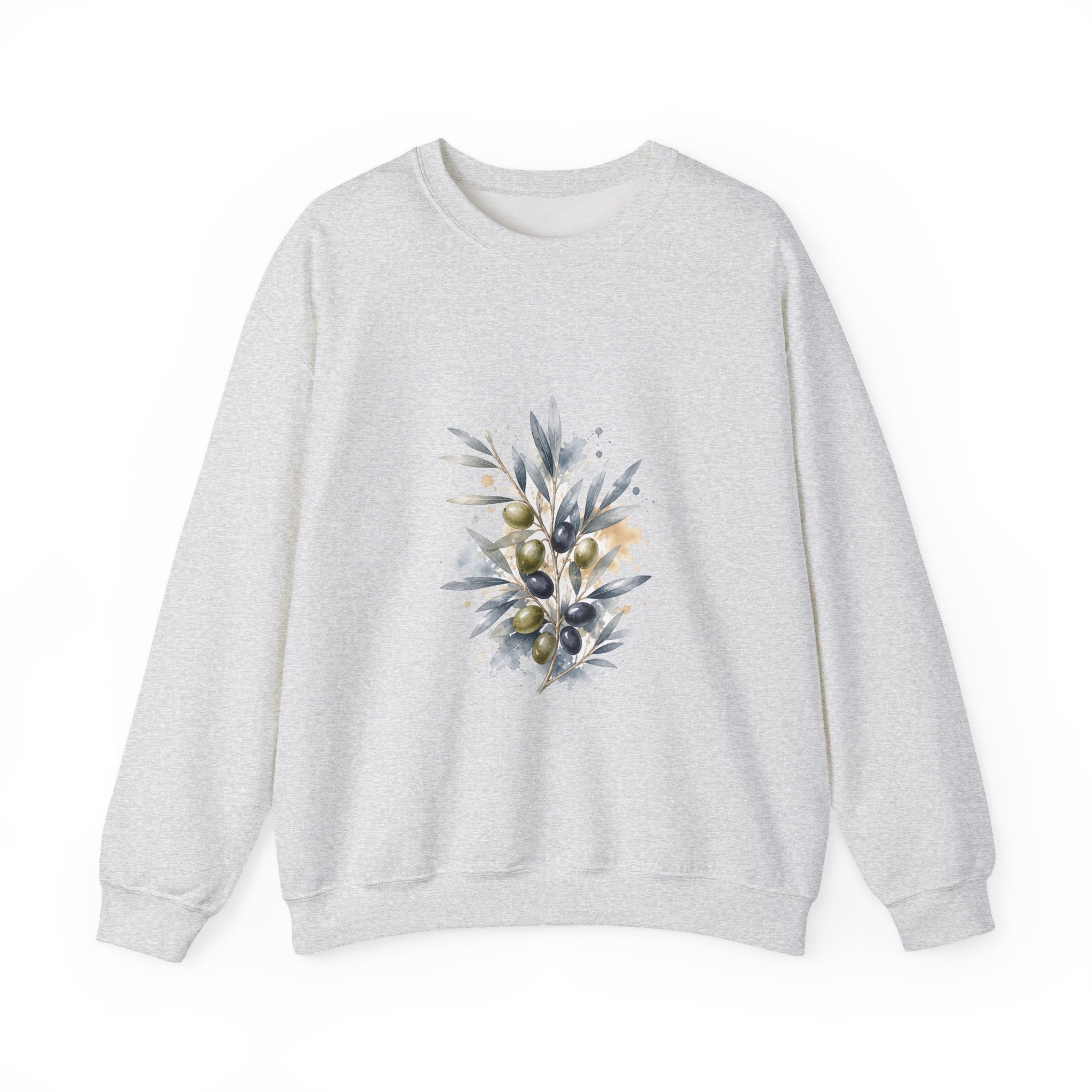 Matching Couple Sweatshirt - Olive Branch & Fig Matching Couple Crewneck Sweatshirt Watercolor Art His Hers Engagement Gift - Design A