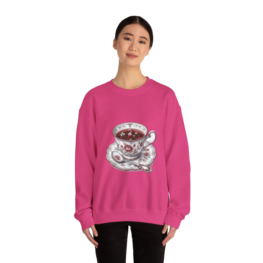 Matching Couple Sweatshirt - Coffee & Tea Matching Couple Premium Fleece Sweatshirt Hand-Drawn Art His Hers Anniversary Gift - Design B