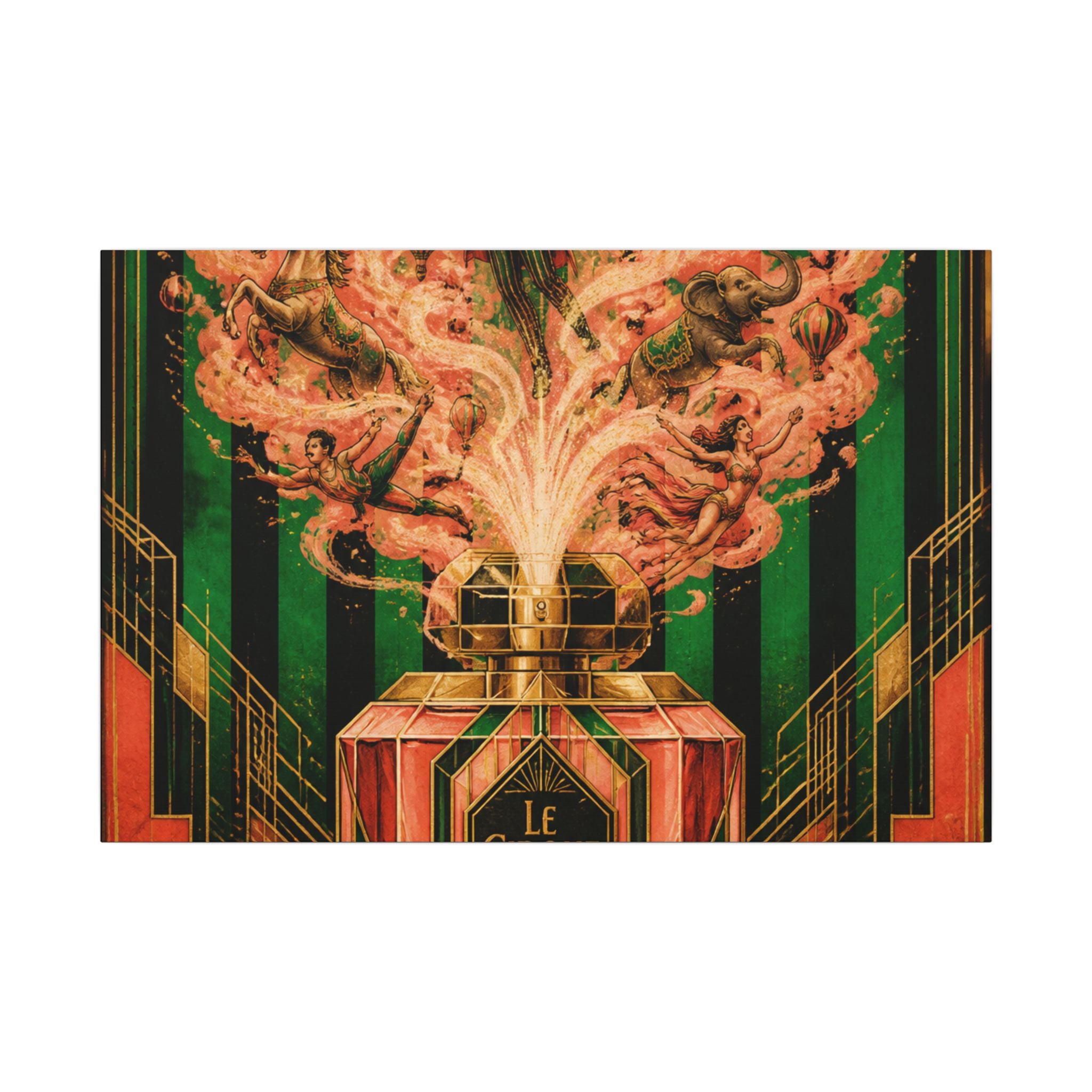 Perfume Bottle Fountain Wall Art Canvas 16×20 Art Deco Entryway Decor Maximalist Print