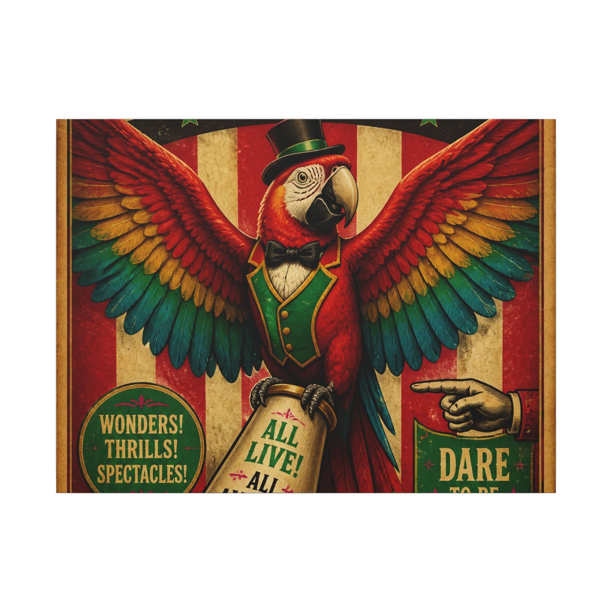 Parrot Ringmaster Wall Art Canvas 24×36 Vintage Circus Bedroom Decor Maximalist Print