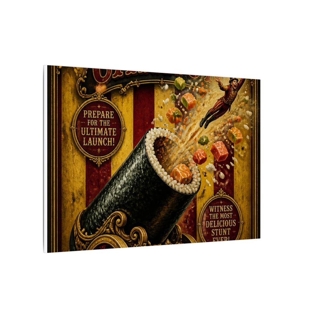 Sushi Roll Cannon Wall Art Canvas 24×36 Baroque Studio Decor Maximalist Print