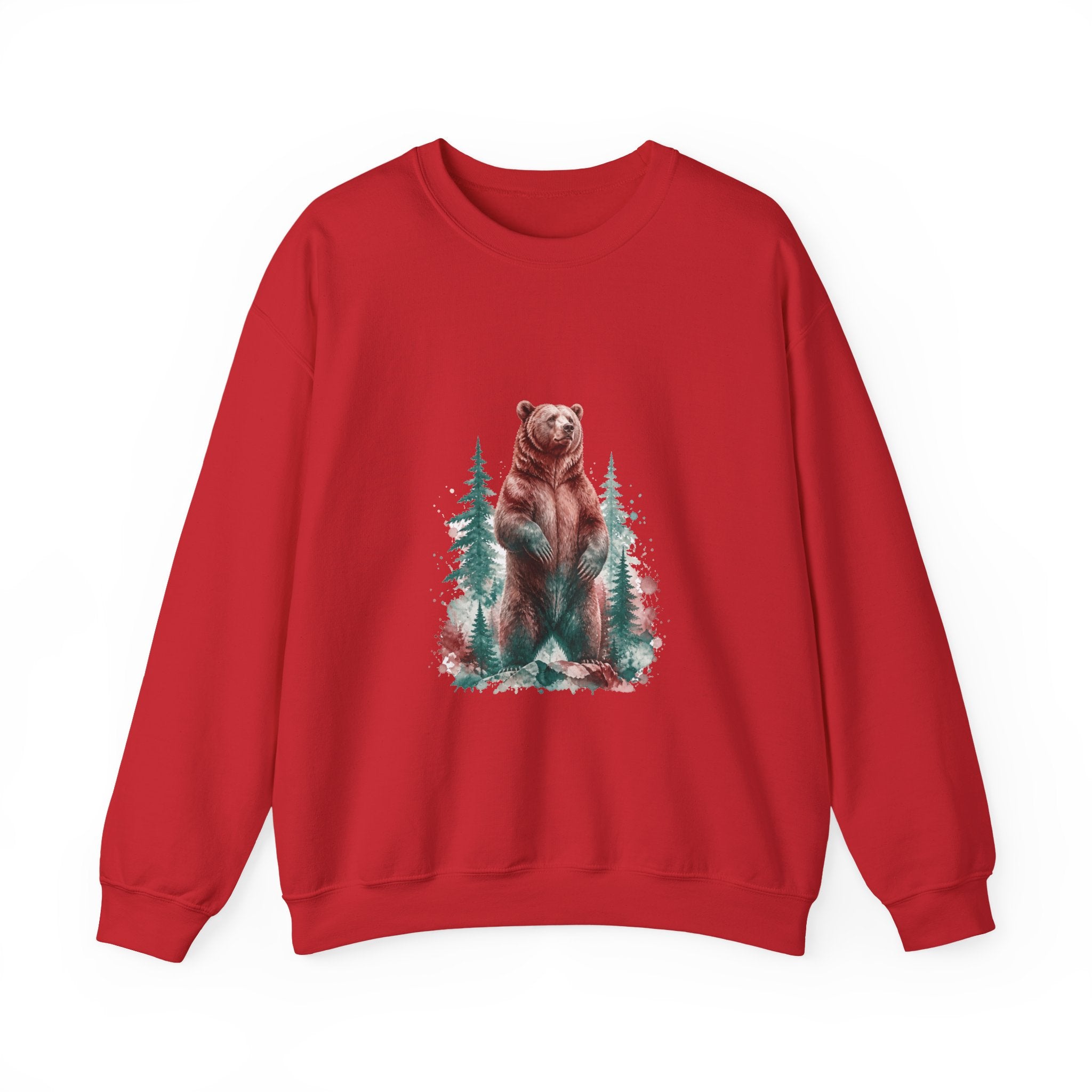 Matching Couple Sweatshirt - Bear & Deer Matching Couple Comfort Colors Crew Watercolor Art His Hers Birthday Gift - Design A