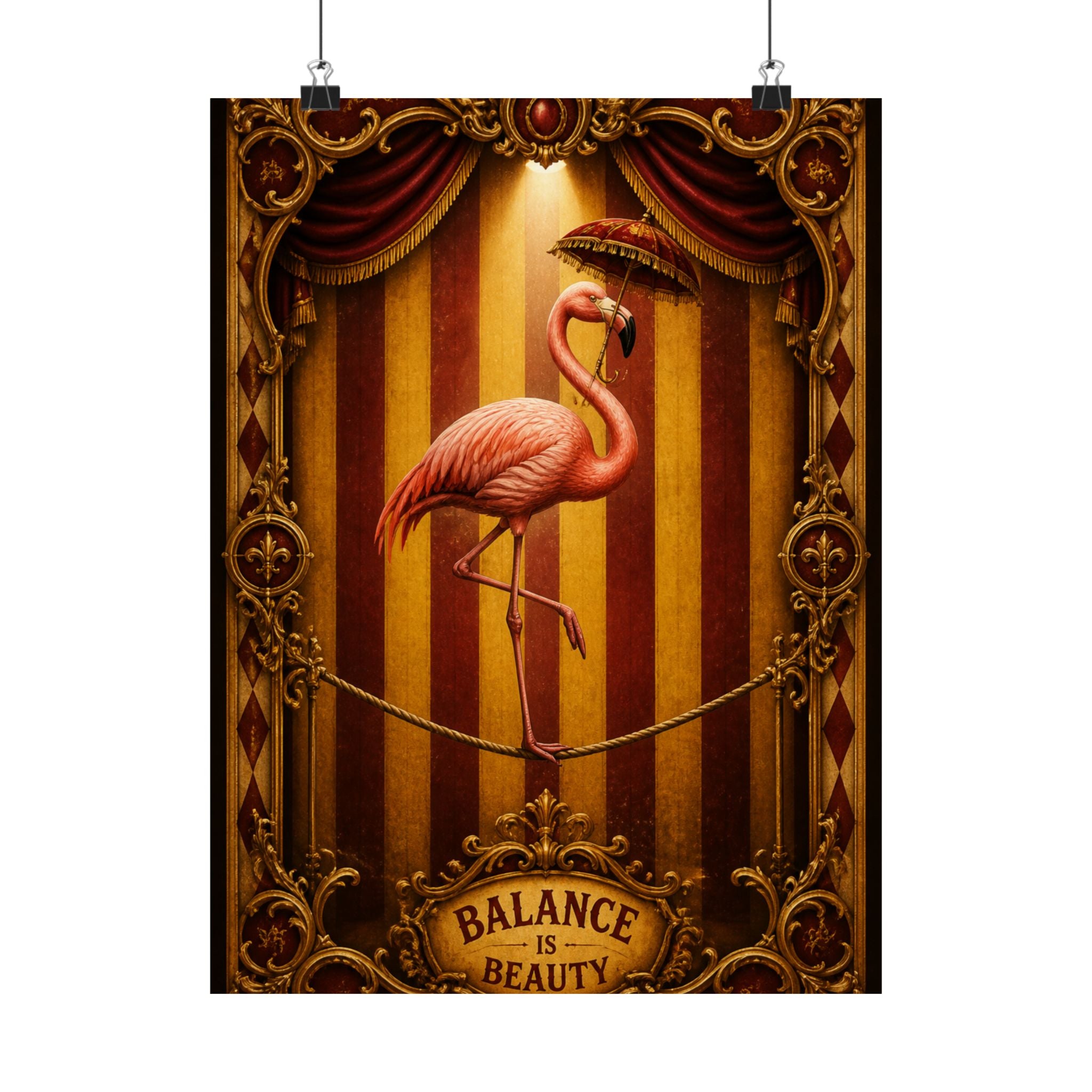 Flamingo Tightrope Wall Art Poster 24×36 Baroque Studio Decor Maximalist Print