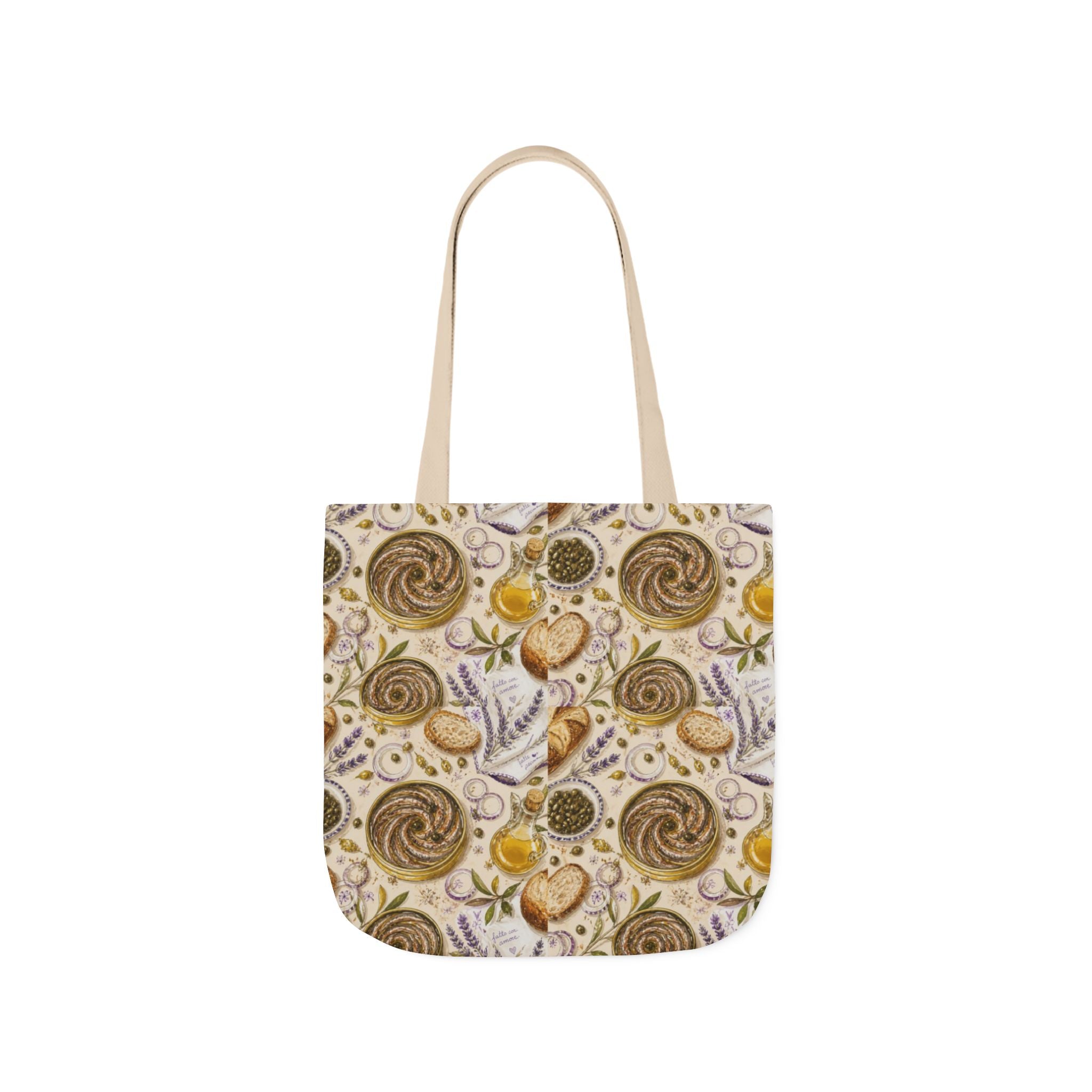 Anchovies & Capers Canvas Tote Bag Mediterranean Kitchen Watercolor Design Italian Cottagecore Gift