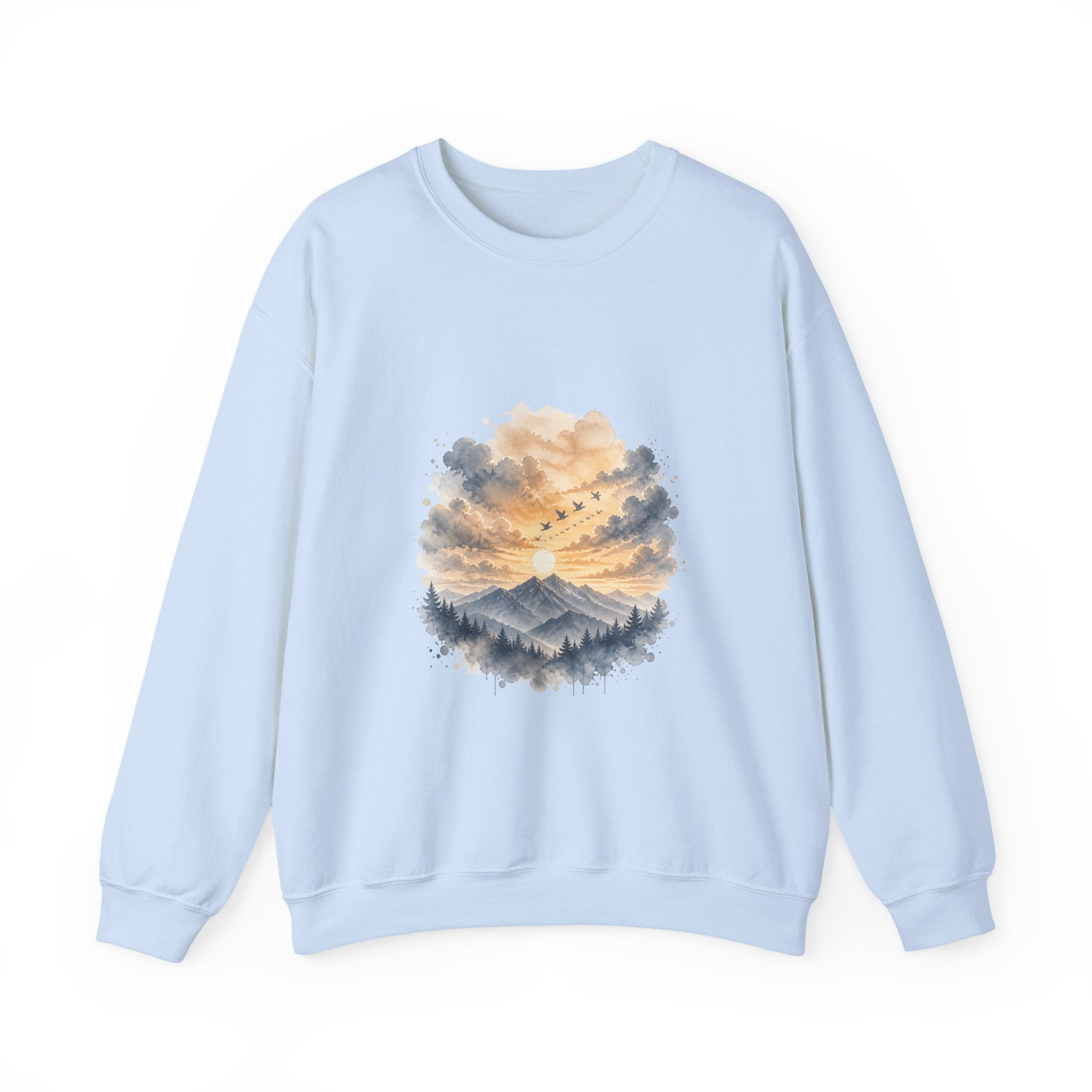 Matching Couple Sweatshirt - Sunrise & Sunset Matching Couple Premium Fleece Sweatshirt Watercolor Art His Hers Birthday Gift - Design B