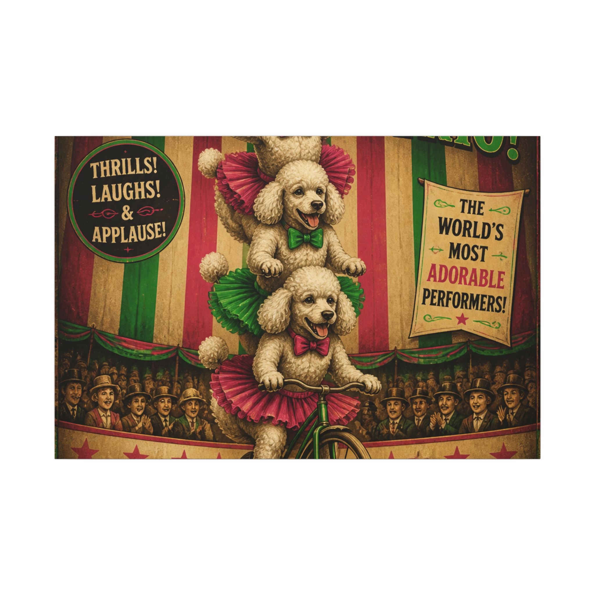 Poodle Stack Bicycle Wall Art Canvas 16×20 Vintage Circus Kitchen Decor Maximalist Print