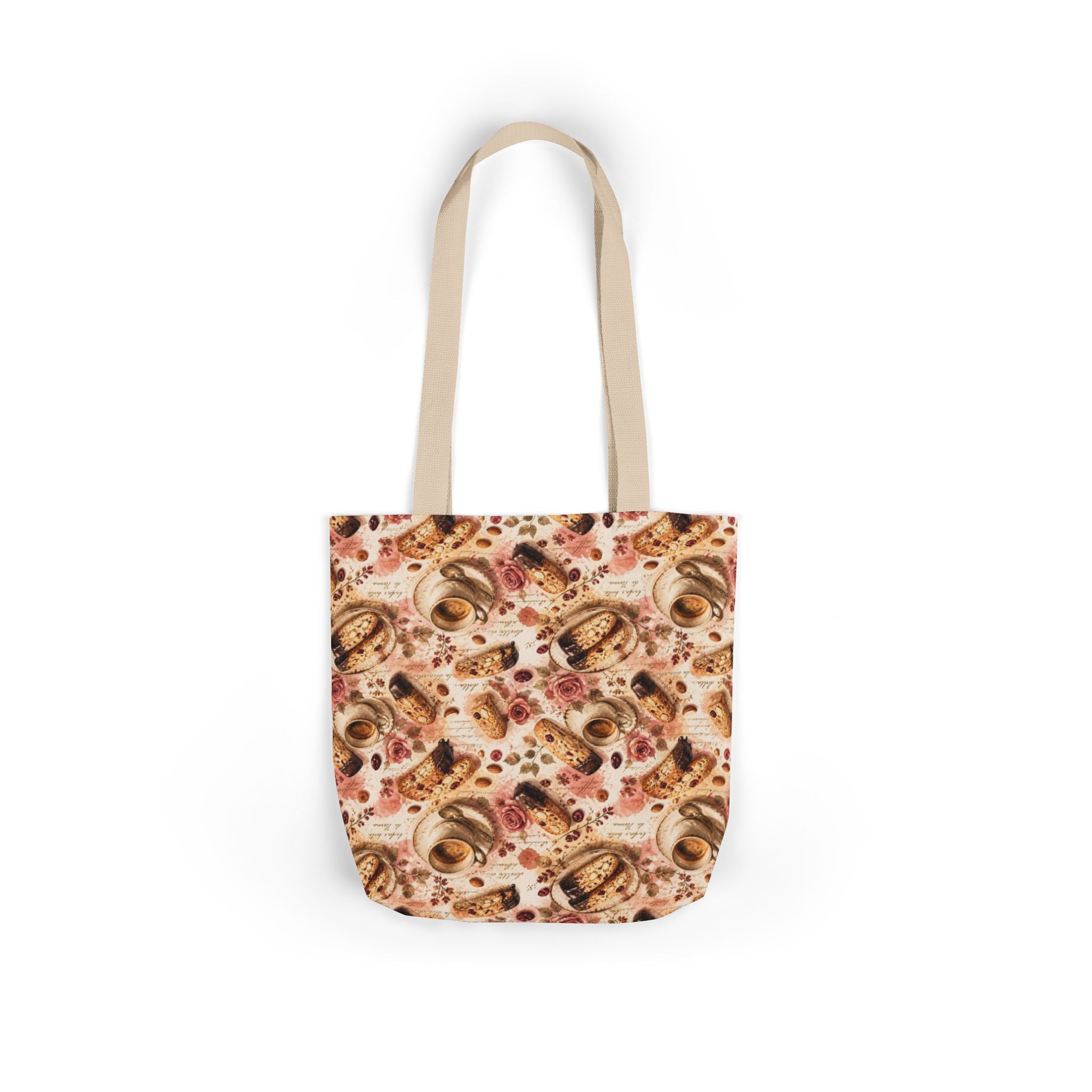 Almond Biscotti Canvas Tote Bag Mediterranean Kitchen Watercolor Splash Design Italian Cottagecore Gift
