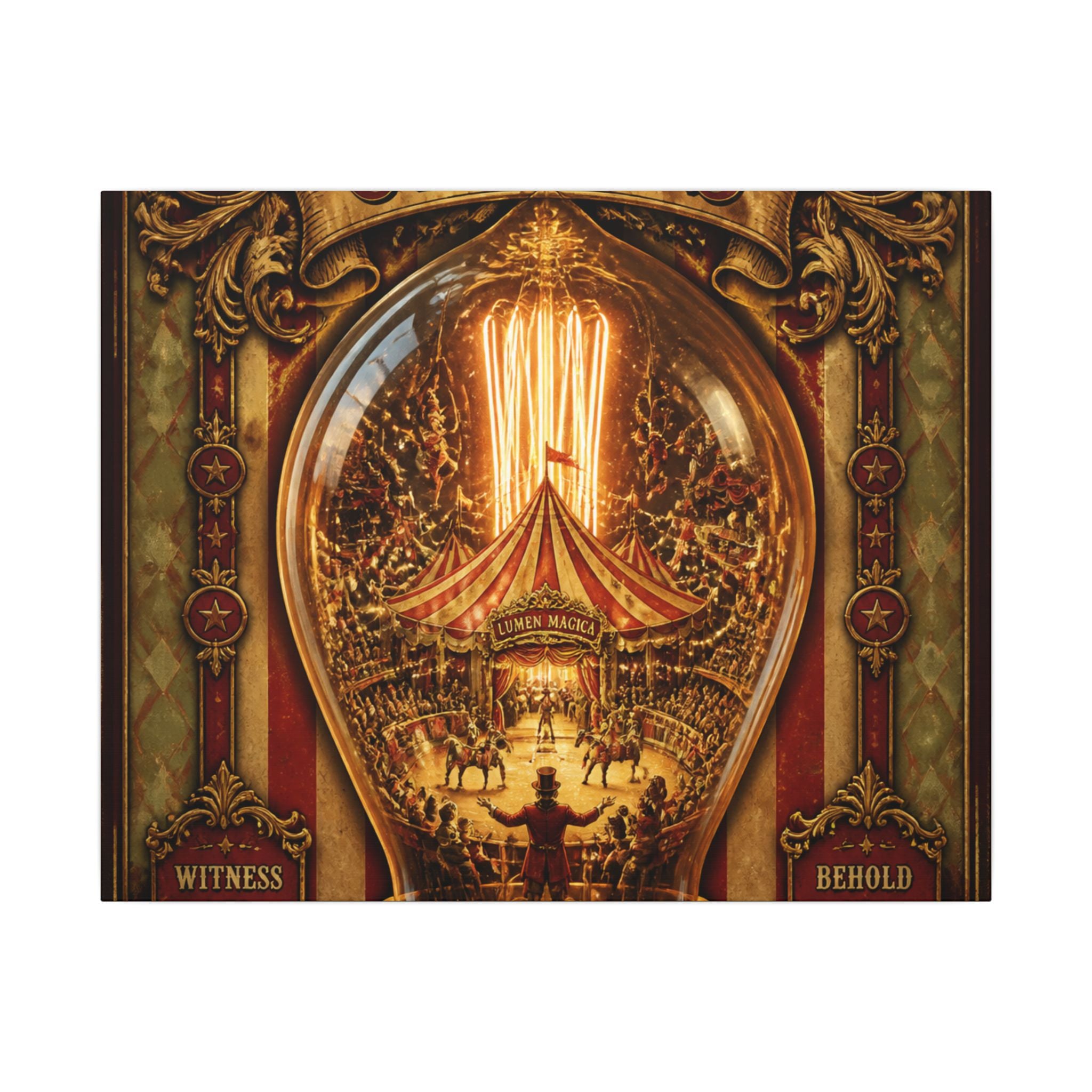 Light Bulb Circus Wall Art Canvas 16×20 Baroque Home Office Decor Maximalist Print