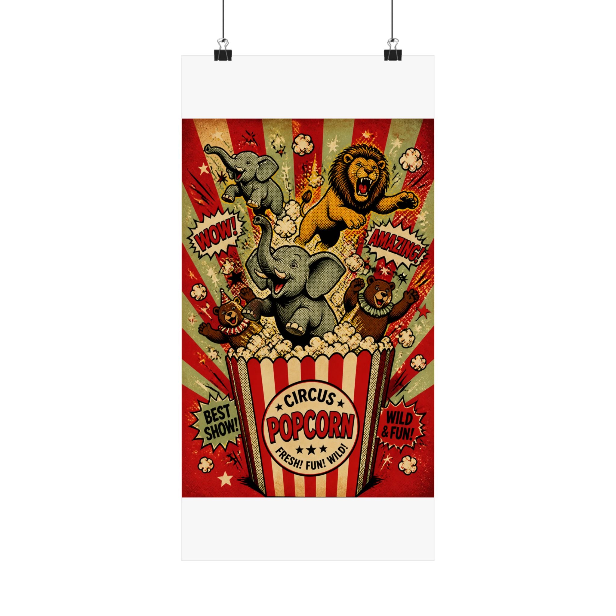 Popcorn Box Animals Wall Art Poster 18×24 Pop Art Living Room Decor Maximalist Print
