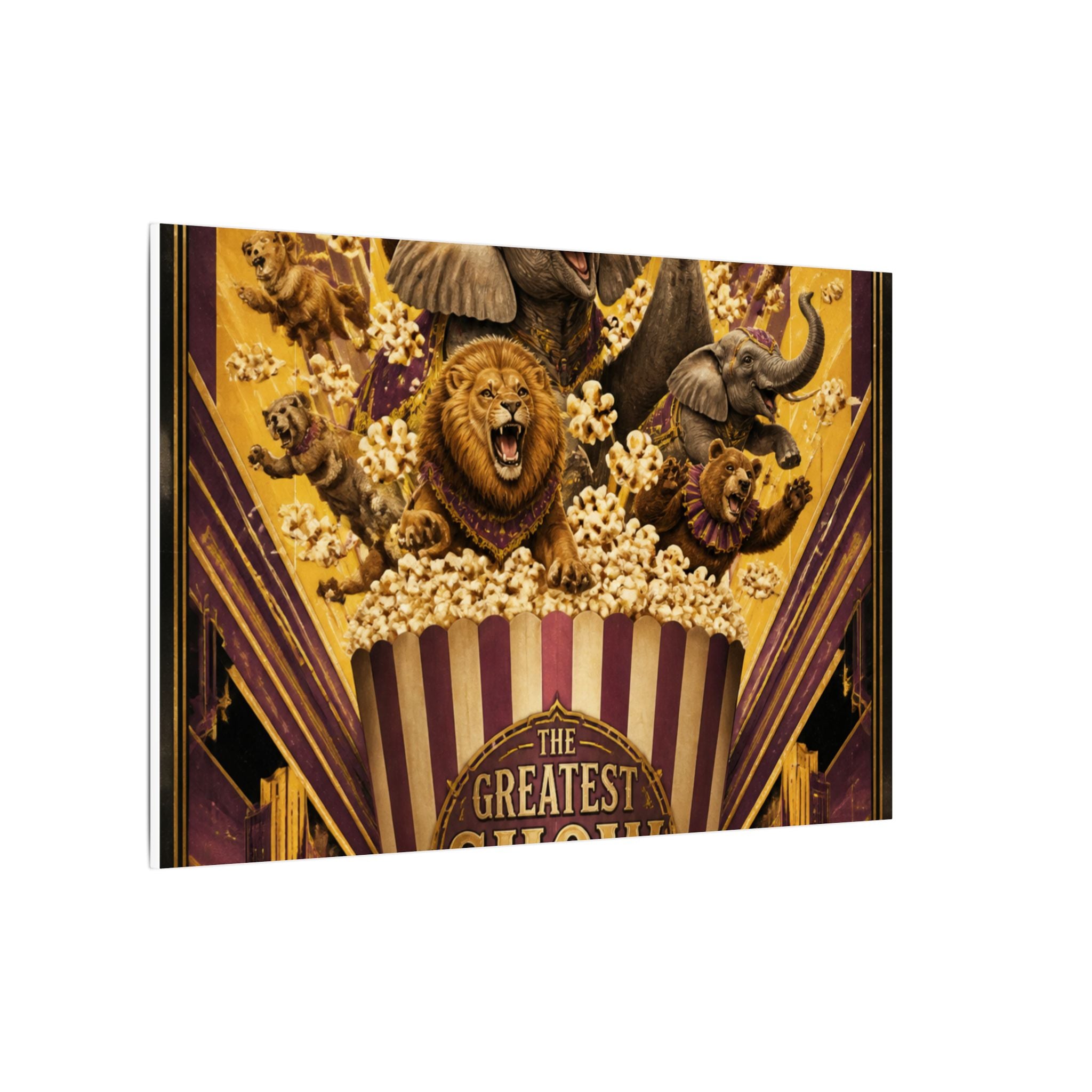 Popcorn Box Animals Wall Art Canvas 24×36 Art Deco Bar Area Decor Maximalist Print