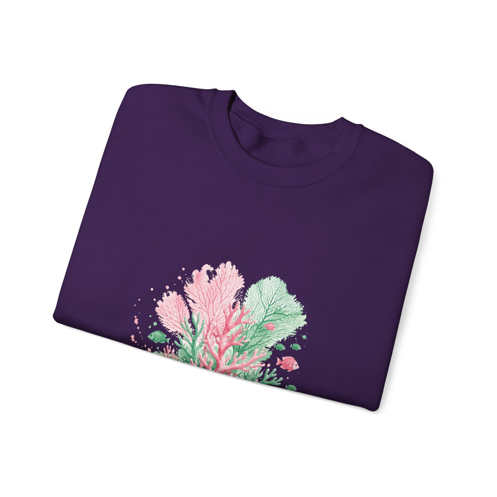 Matching Couple Sweatshirt - Coral Reef & Deep Sea Matching Couple Crewneck Sweatshirt Watercolor Art His Hers Engagement Gift - Design A
