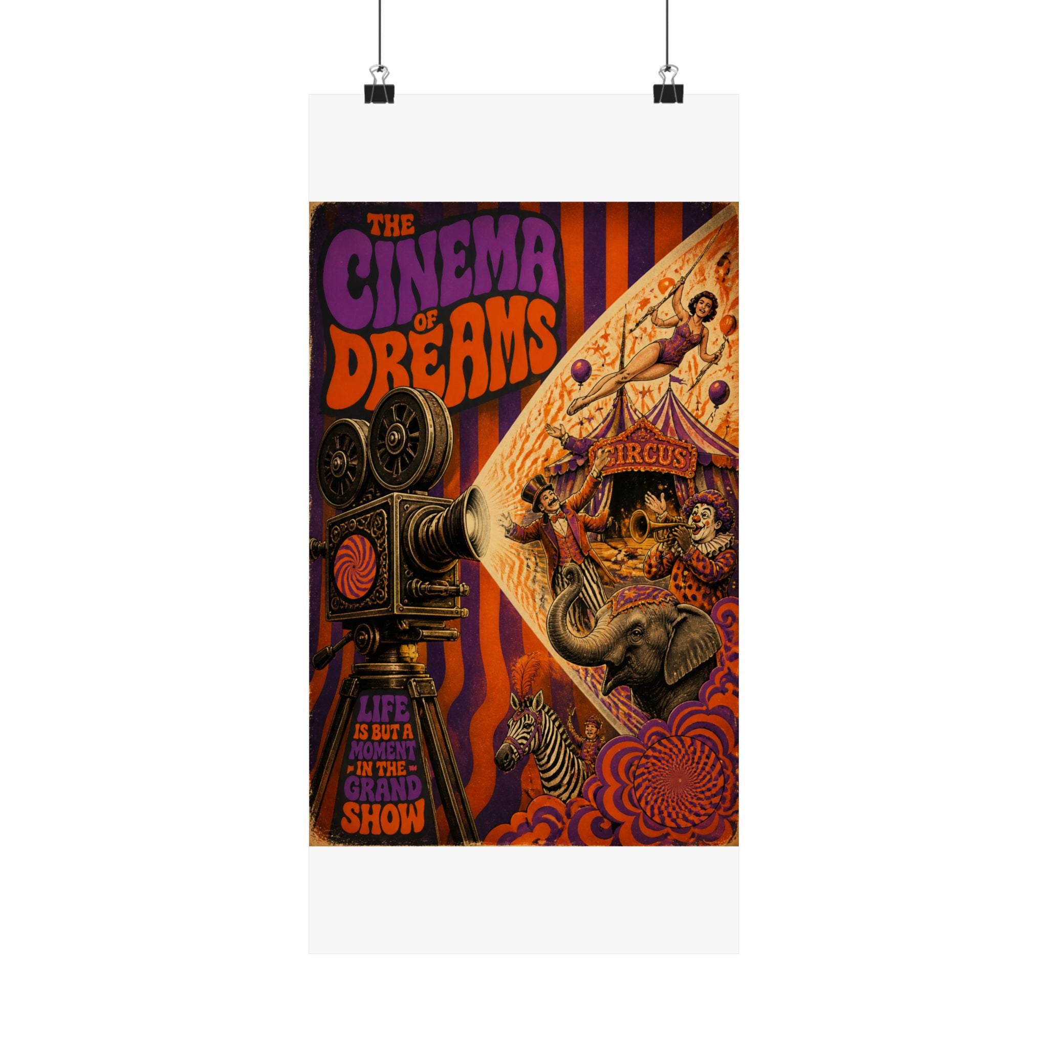 Film Camera Projector Show Wall Art Poster 24×36 Psychedelic Dining Room Decor Maximalist Print
