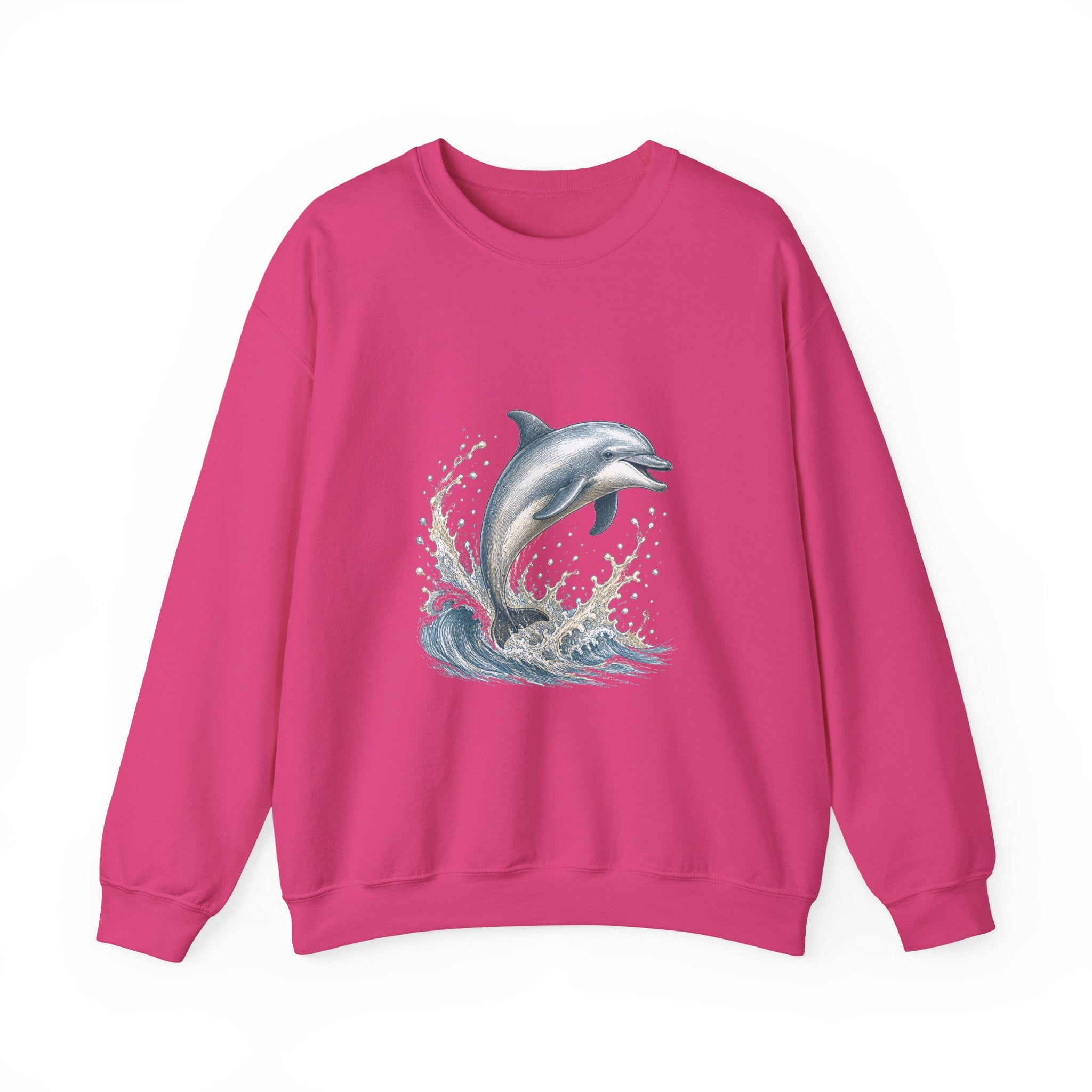 Matching Couple Sweatshirt - Shark & Dolphin Matching Couple Premium Fleece Sweatshirt Hand-Drawn Art His Hers Anniversary Gift - Design B