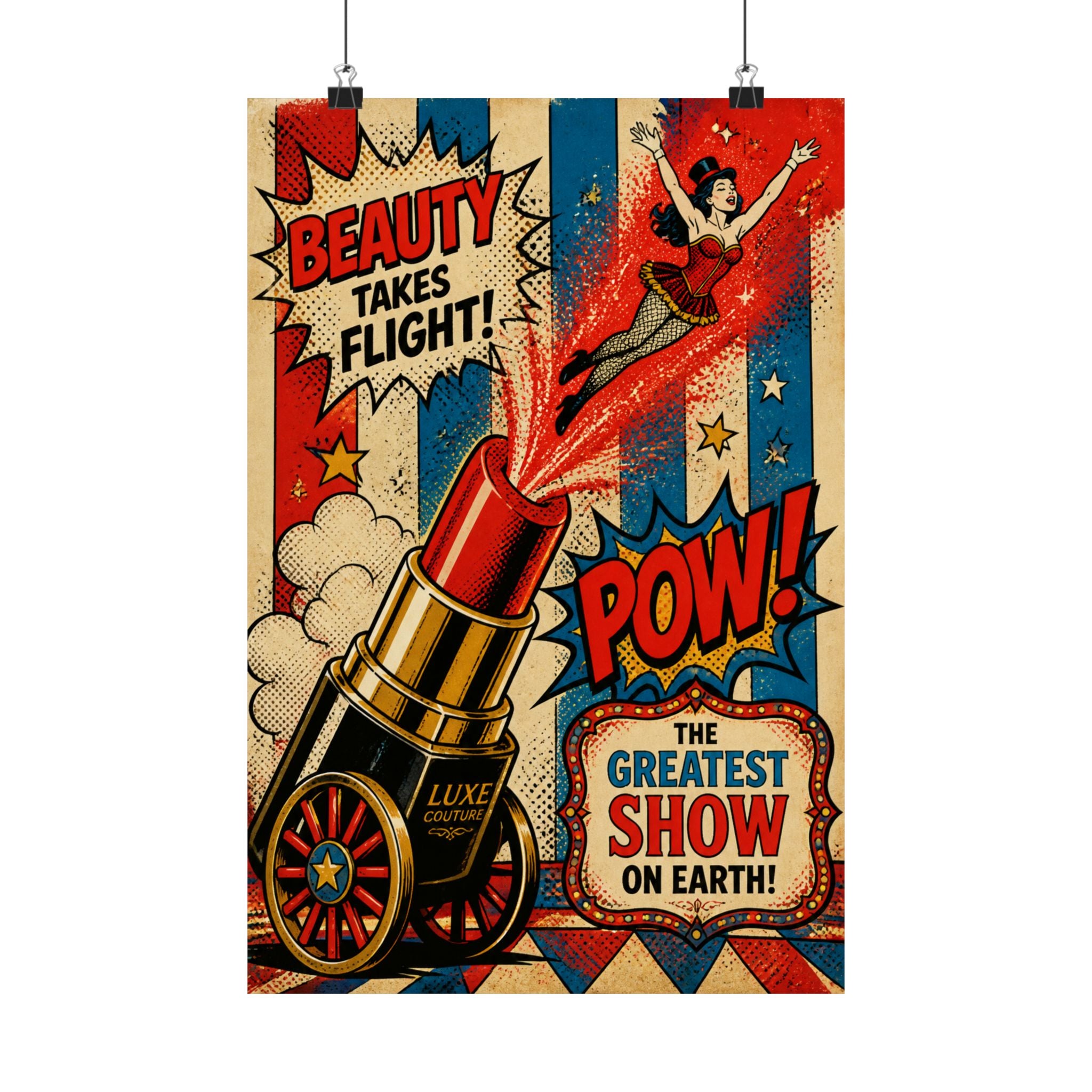 Lipstick Cannon Wall Art Poster 24×36 Pop Art Restaurant Decor Maximalist Print
