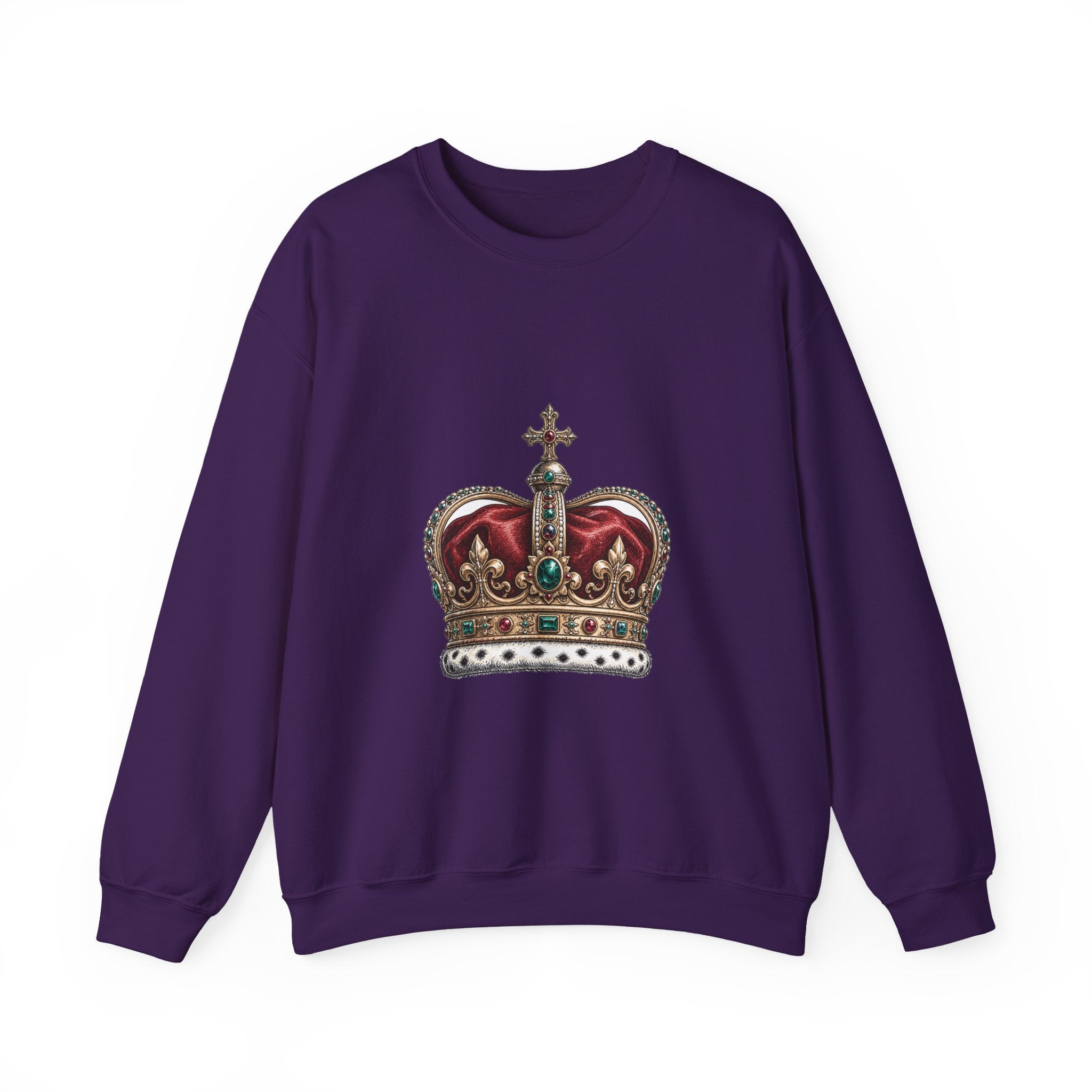 Matching Couple Sweatshirt - Crown & Shield Matching Couple Crewneck Sweatshirt Hand-Drawn Art His Hers Best Friend Gift - Design A