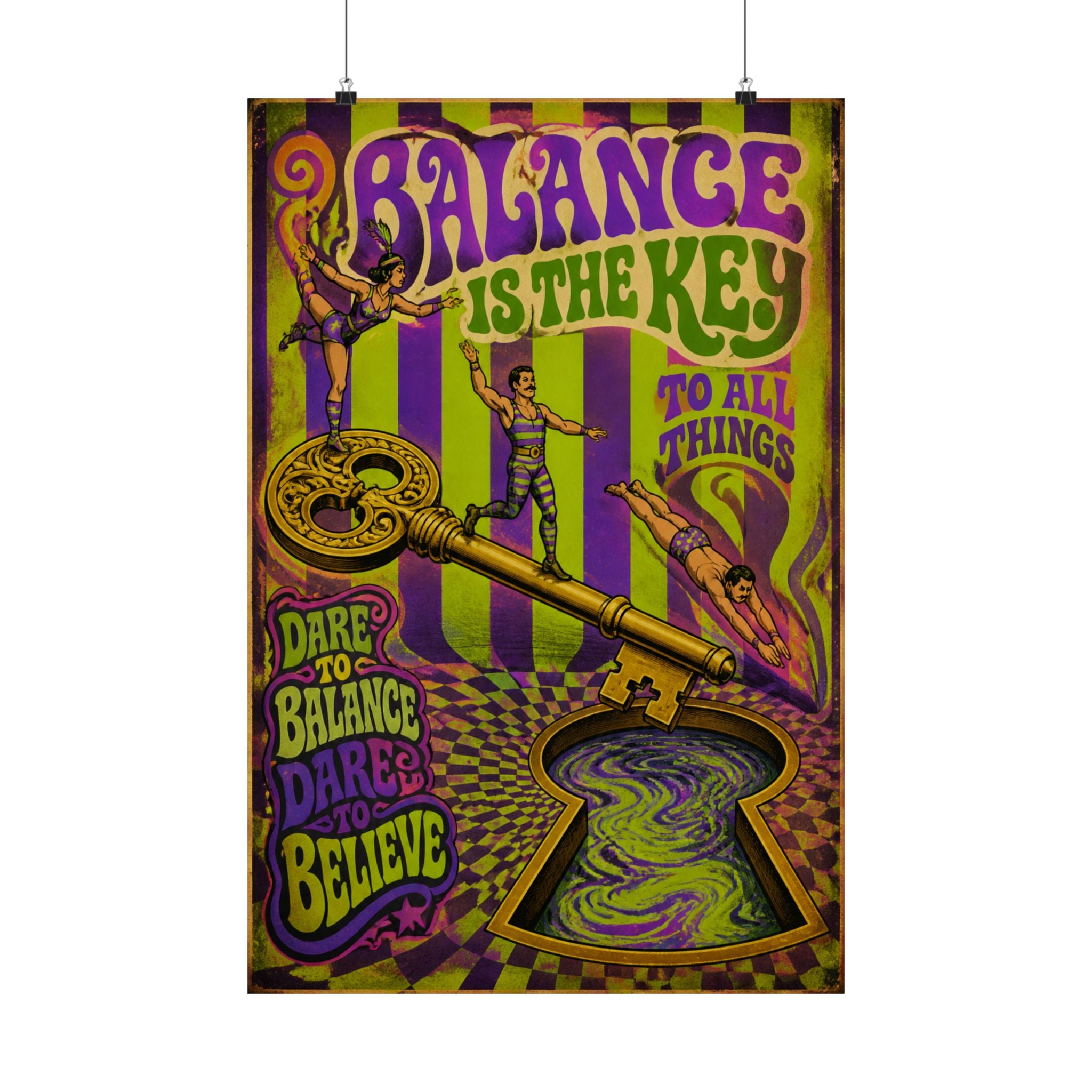 Giant Key Performance Wall Art Poster 18×24 Psychedelic Cafe Decor Maximalist Print