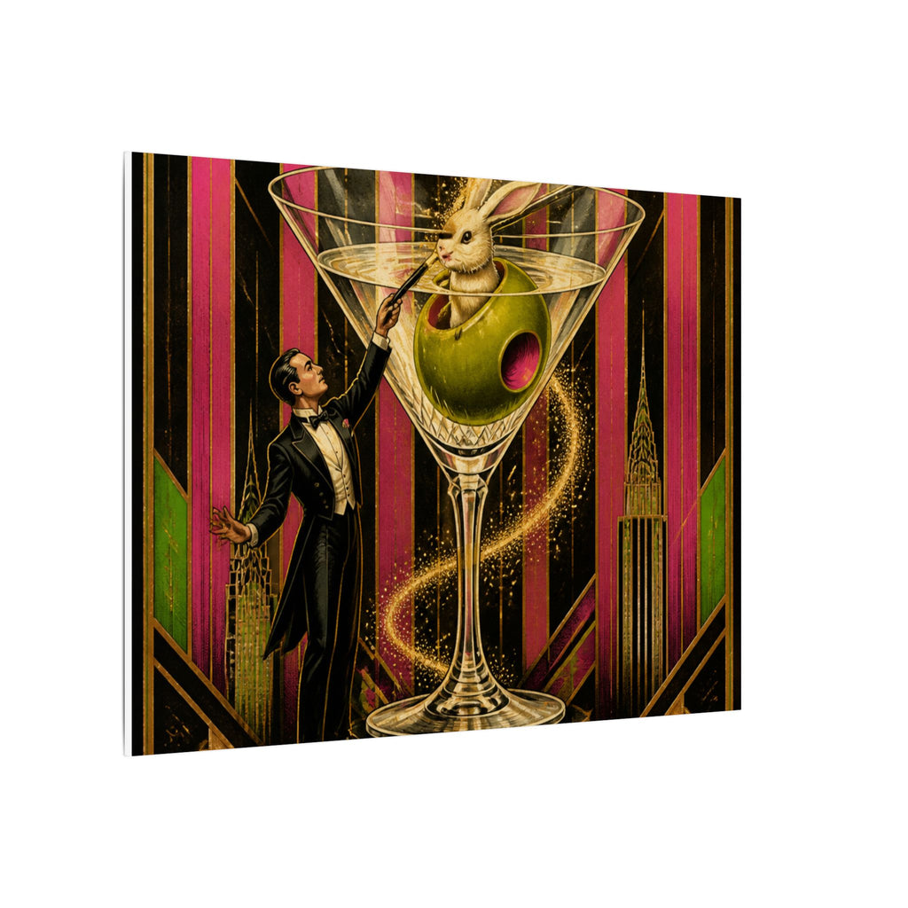 Martini Magician Wall Art Canvas 24×36 Art Deco Bar Area Decor Maximalist Print