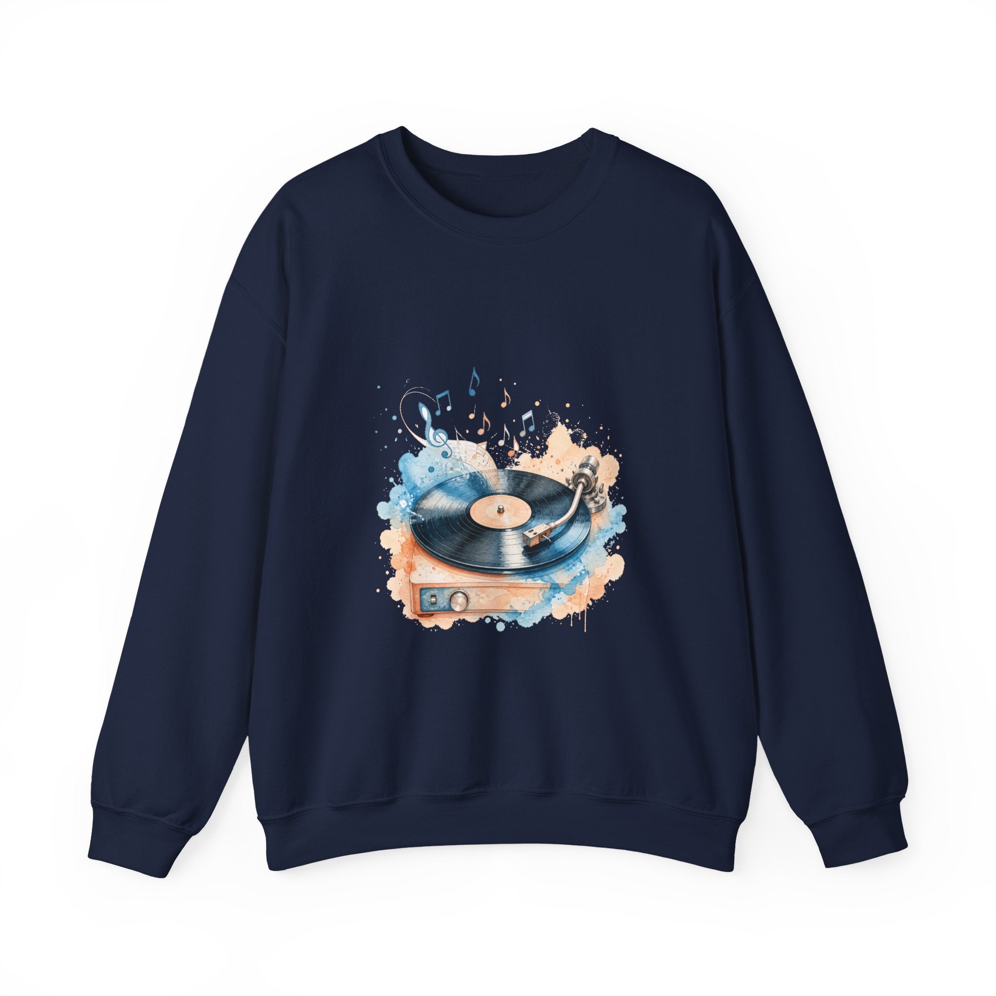 Matching Couple Sweatshirt - Vinyl & Cassette Matching Couple Comfort Colors Crew Watercolor Art His Hers Birthday Gift - Design A