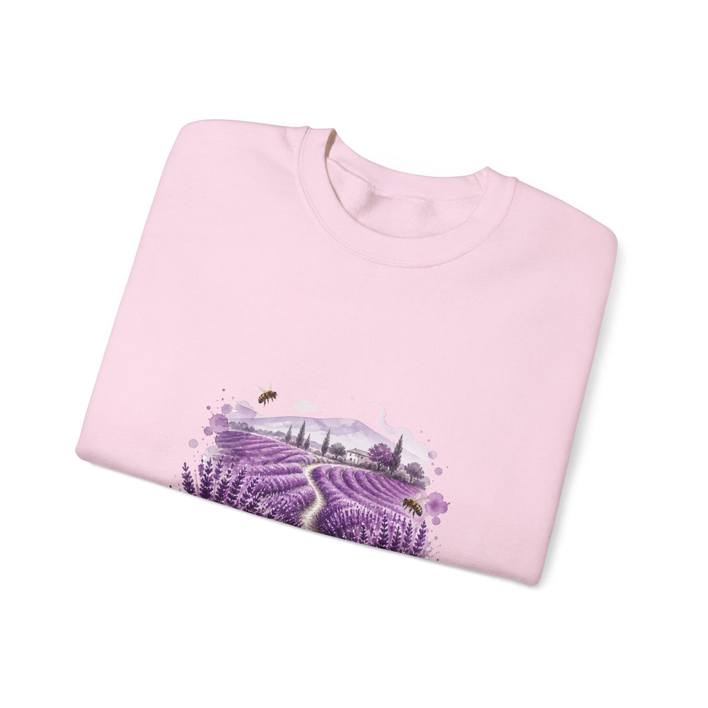 Matching Couple Sweatshirt - Lavender Fields & Canyon Matching Couple Crewneck Sweatshirt Watercolor Art His Hers Engagement Gift - Design A
