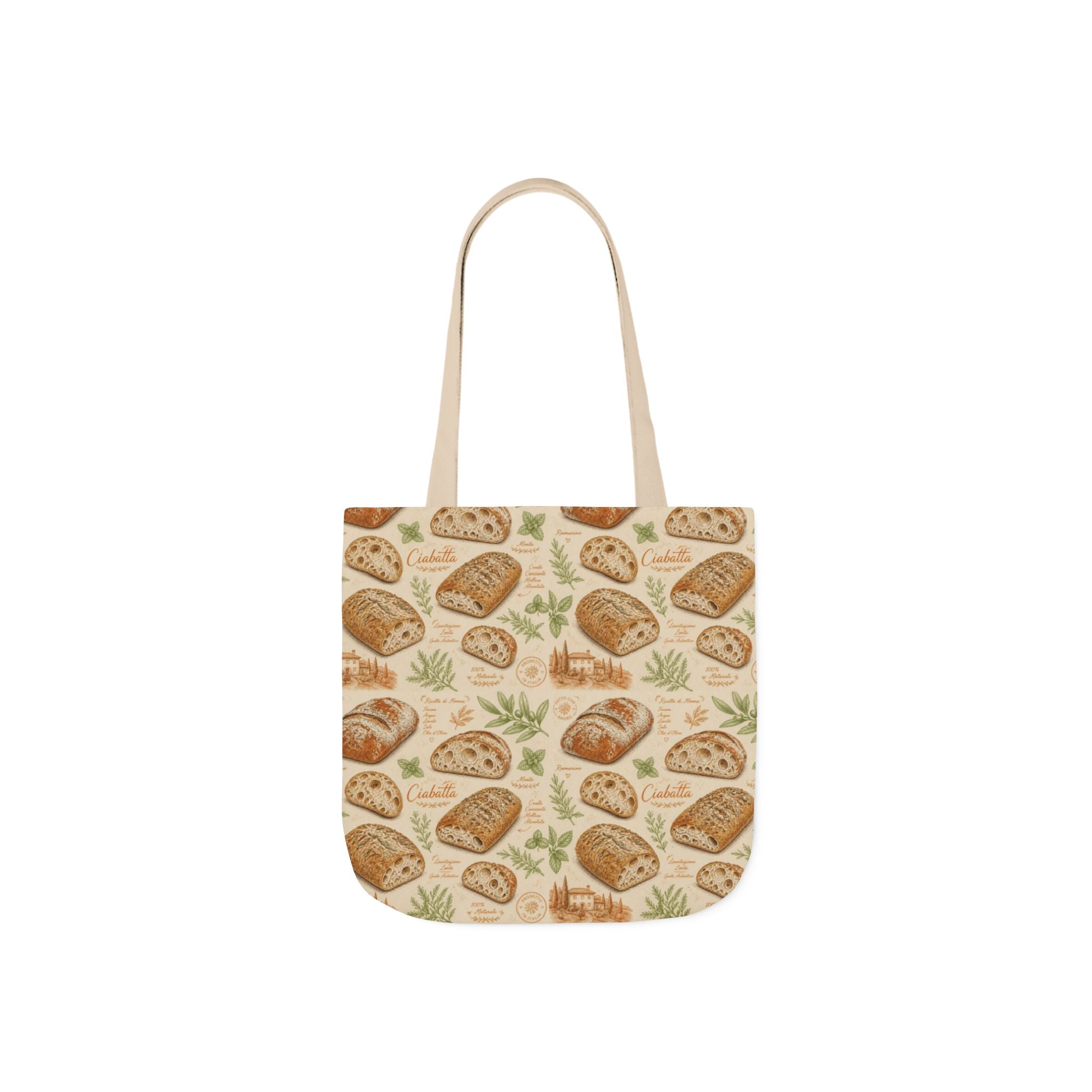 Ciabatta Rolls Canvas Tote Bag Mediterranean Kitchen Botanical Design Italian Cottagecore Gift