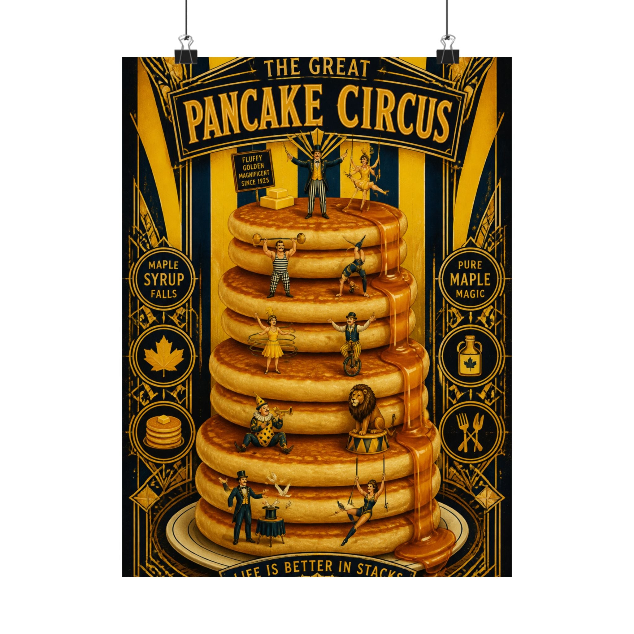Pancake Stack Platform Wall Art Poster 24×36 Art Deco Bar Area Decor Maximalist Print