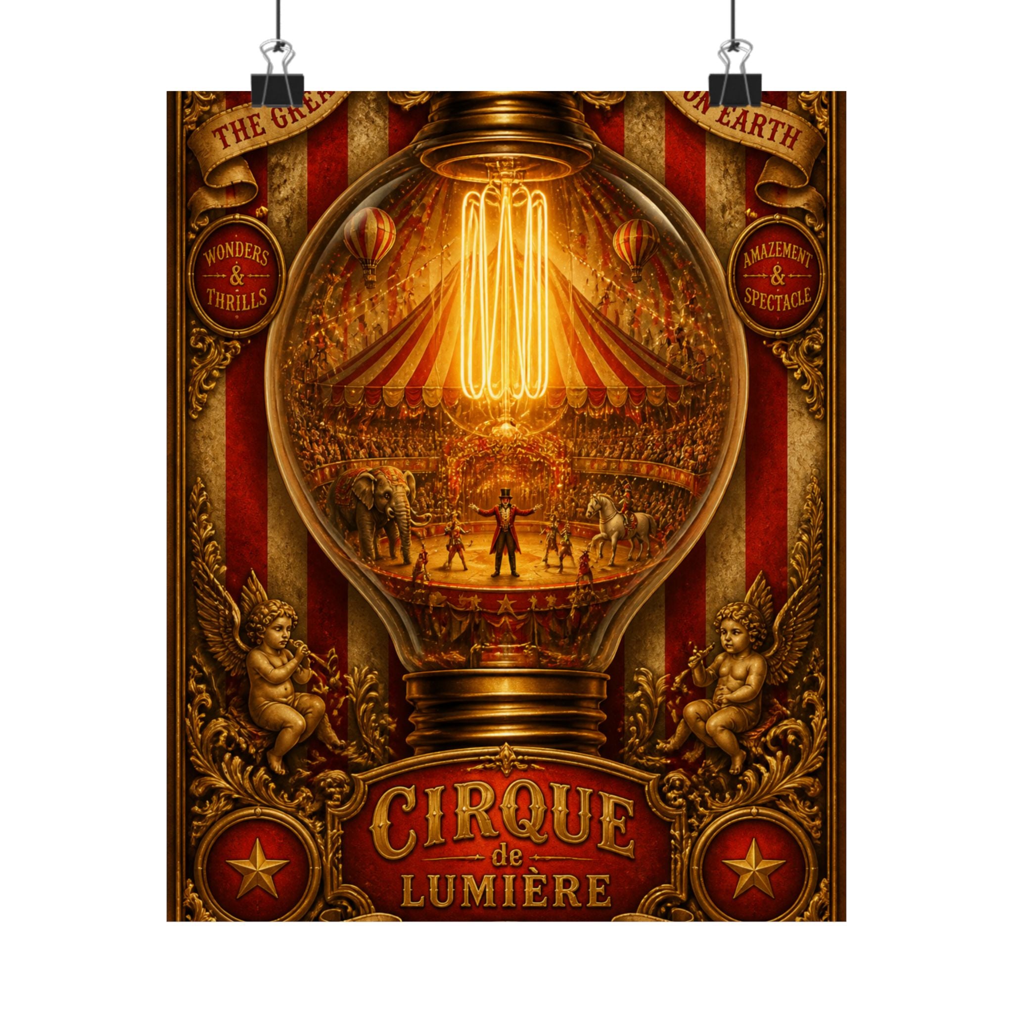 Light Bulb Circus Wall Art Poster 24×36 Baroque Studio Decor Maximalist Print