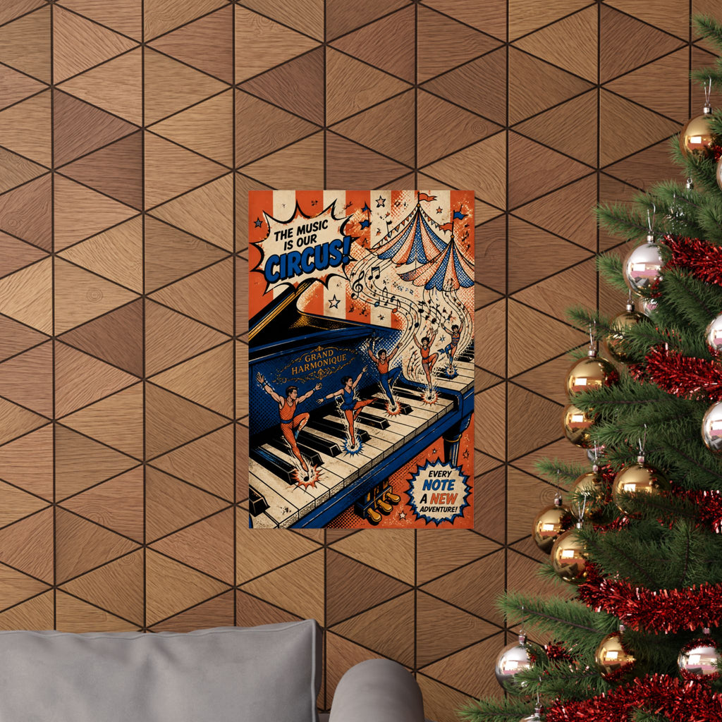 Grand Piano Acrobats Wall Art Poster 18×24 Pop Art Living Room Decor Maximalist Print
