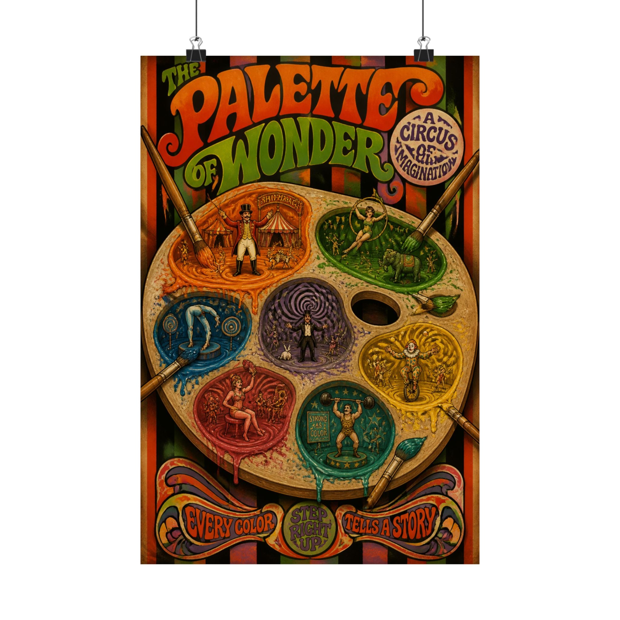 Paint Palette Stage Wall Art Poster 18×24 Psychedelic Cafe Decor Maximalist Print