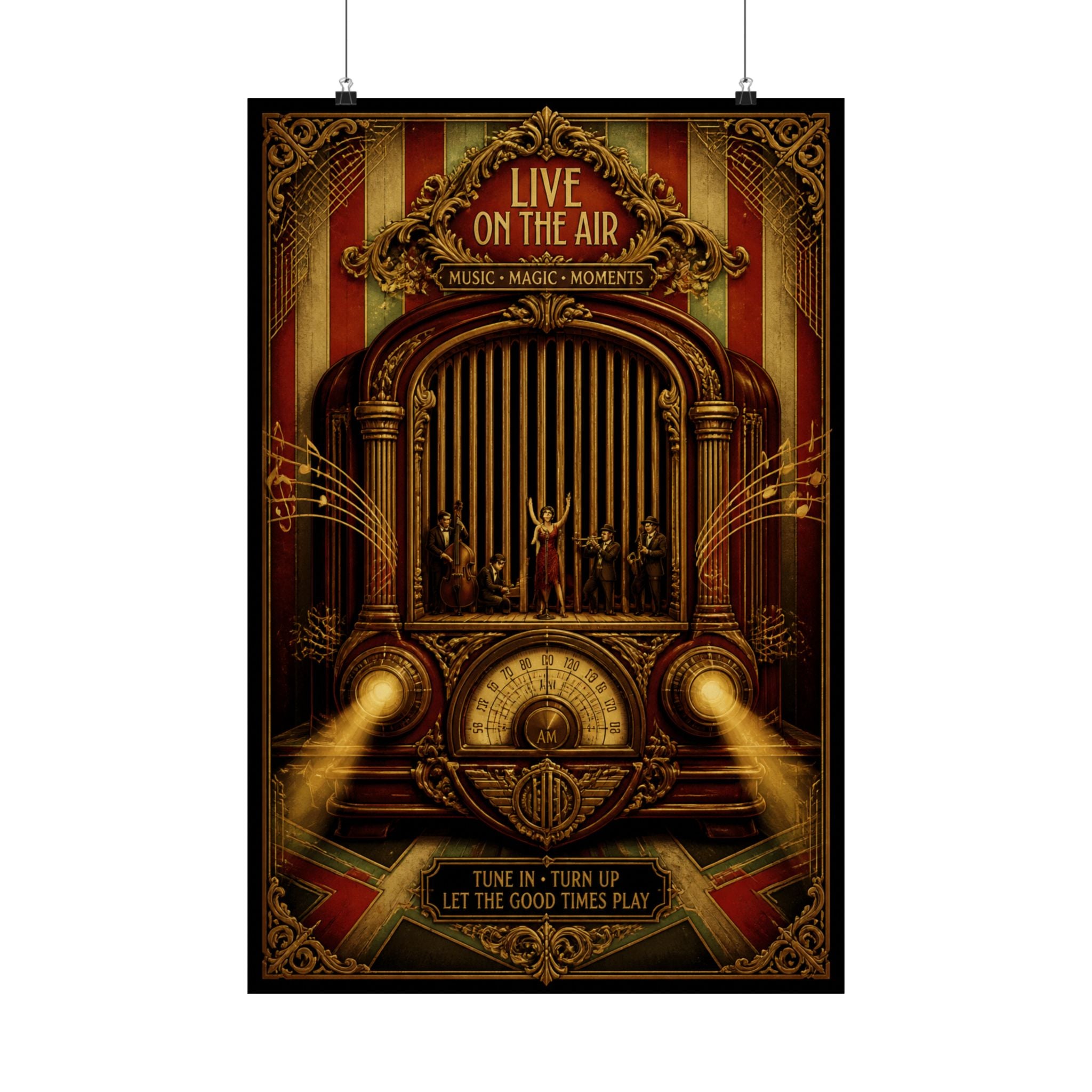 Vintage Radio Stage Wall Art Poster 24×36 Baroque Studio Decor Maximalist Print