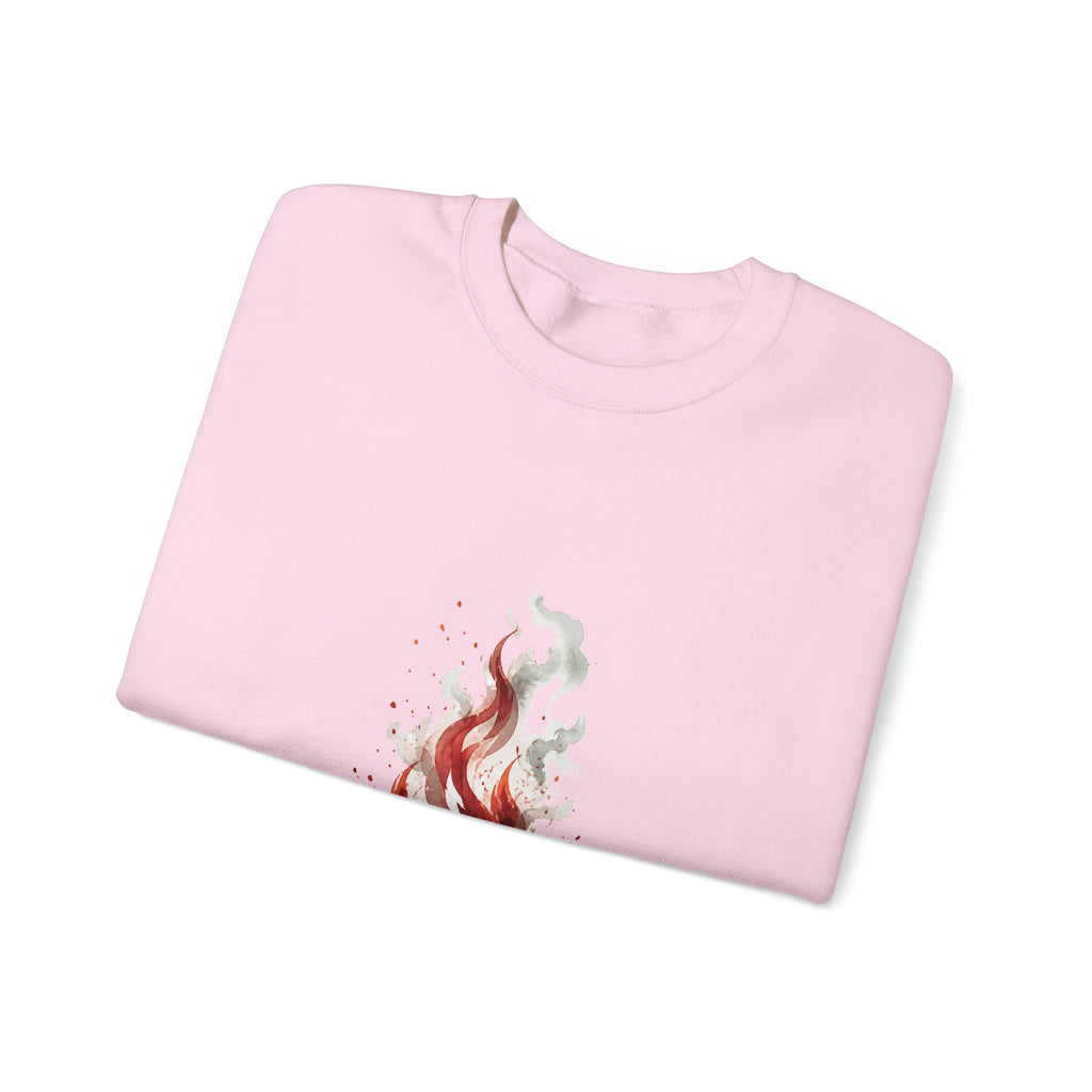 Matching Couple Sweatshirt - Wildfire & Waterfall Matching Couple Crewneck Sweatshirt Watercolor Art His Hers Engagement Gift - Design A