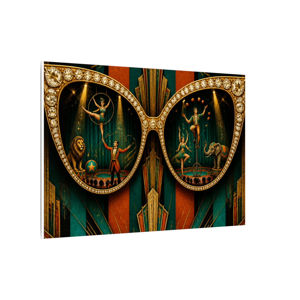 Sunglasses Circus Ring Wall Art Canvas 24×36 Art Deco Bar Area Decor Maximalist Print