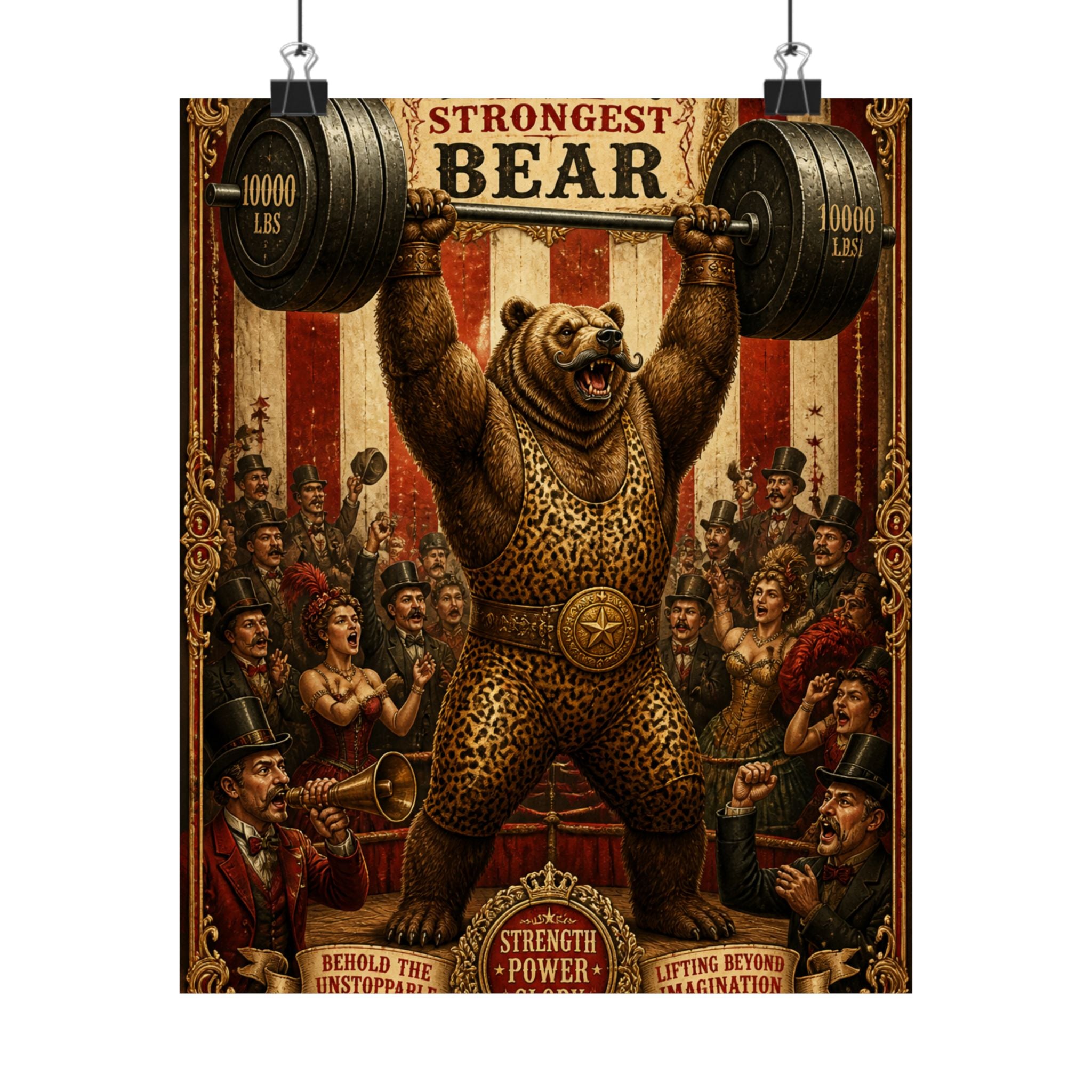 Strongman Bear Wall Art Poster 18×24 Baroque Home Office Decor Maximalist Print