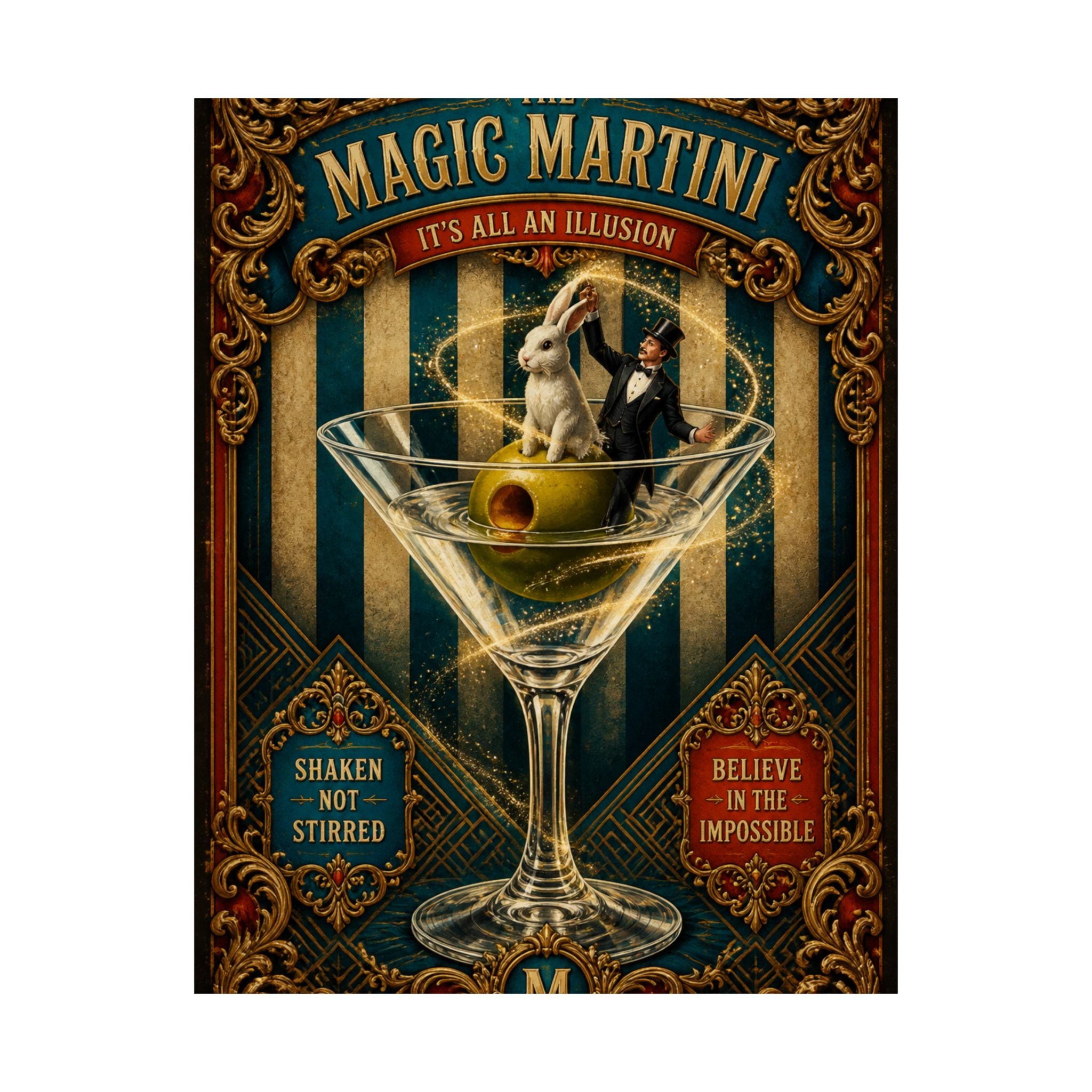 Martini Magician Wall Art Poster 18×24 Baroque Home Office Decor Maximalist Print