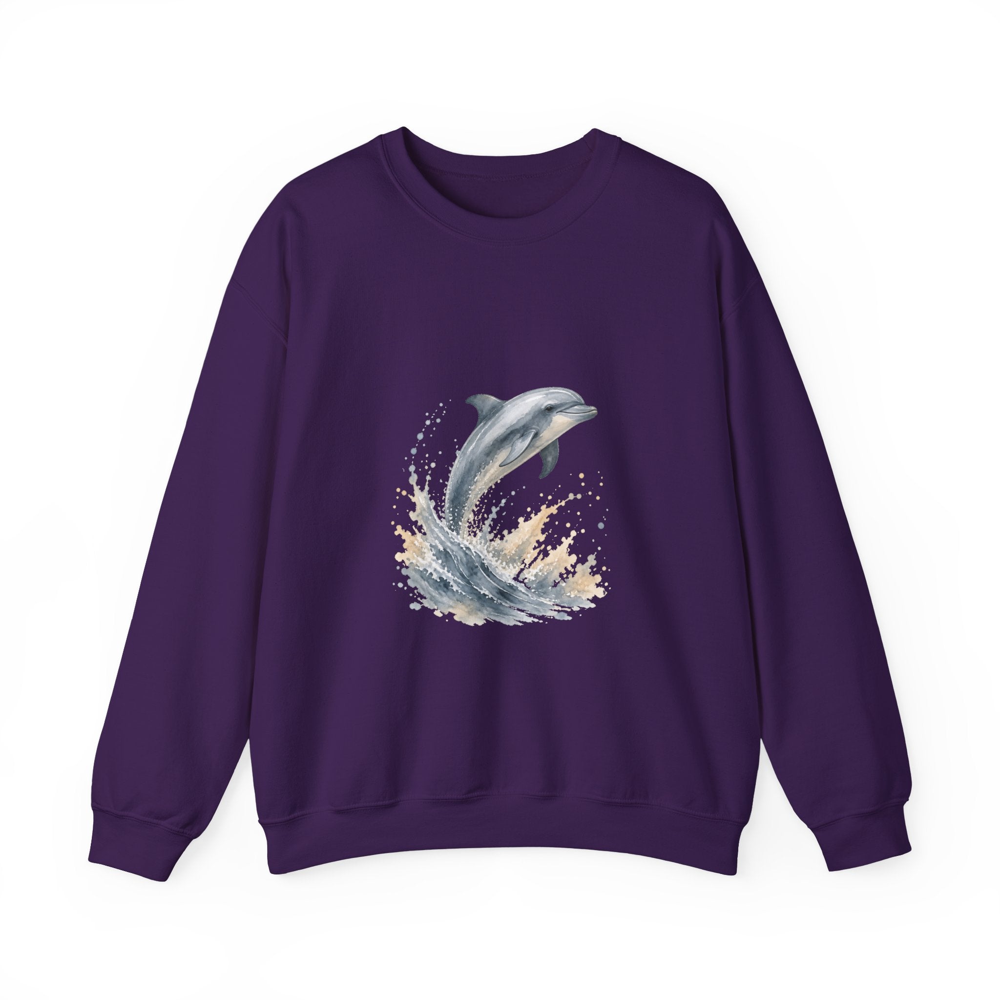 Matching Couple Sweatshirt - Shark & Dolphin Matching Couple Comfort Colors Crew Watercolor Art His Hers Birthday Gift - Design B