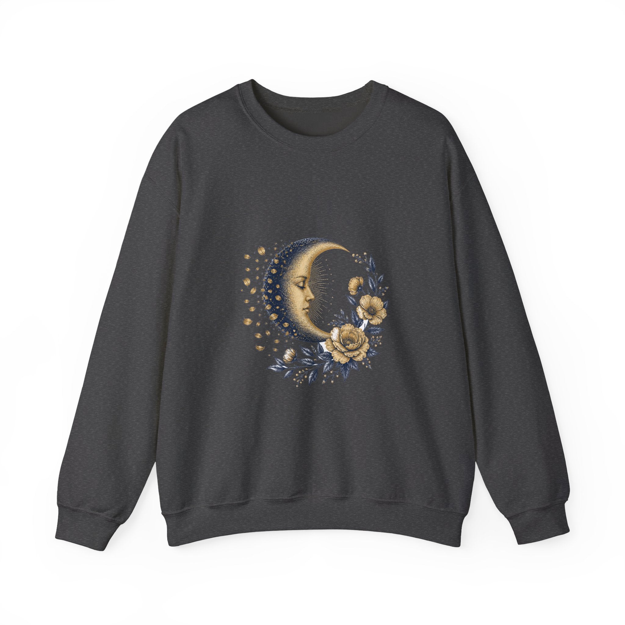 Matching Couple Sweatshirt - Waxing & Waning Moon Matching Couple Premium Fleece Sweatshirt Vintage Art His Hers Honeymoon Gift - Design B