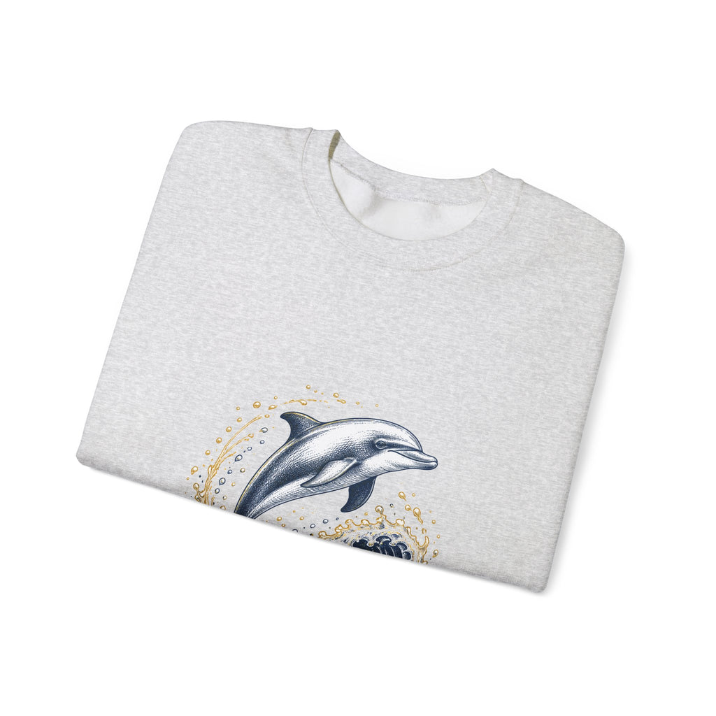 Matching Couple Sweatshirt - Shark & Dolphin Matching Couple Comfort Colors Crew Hand-Drawn Art His Hers Anniversary Gift - Design B
