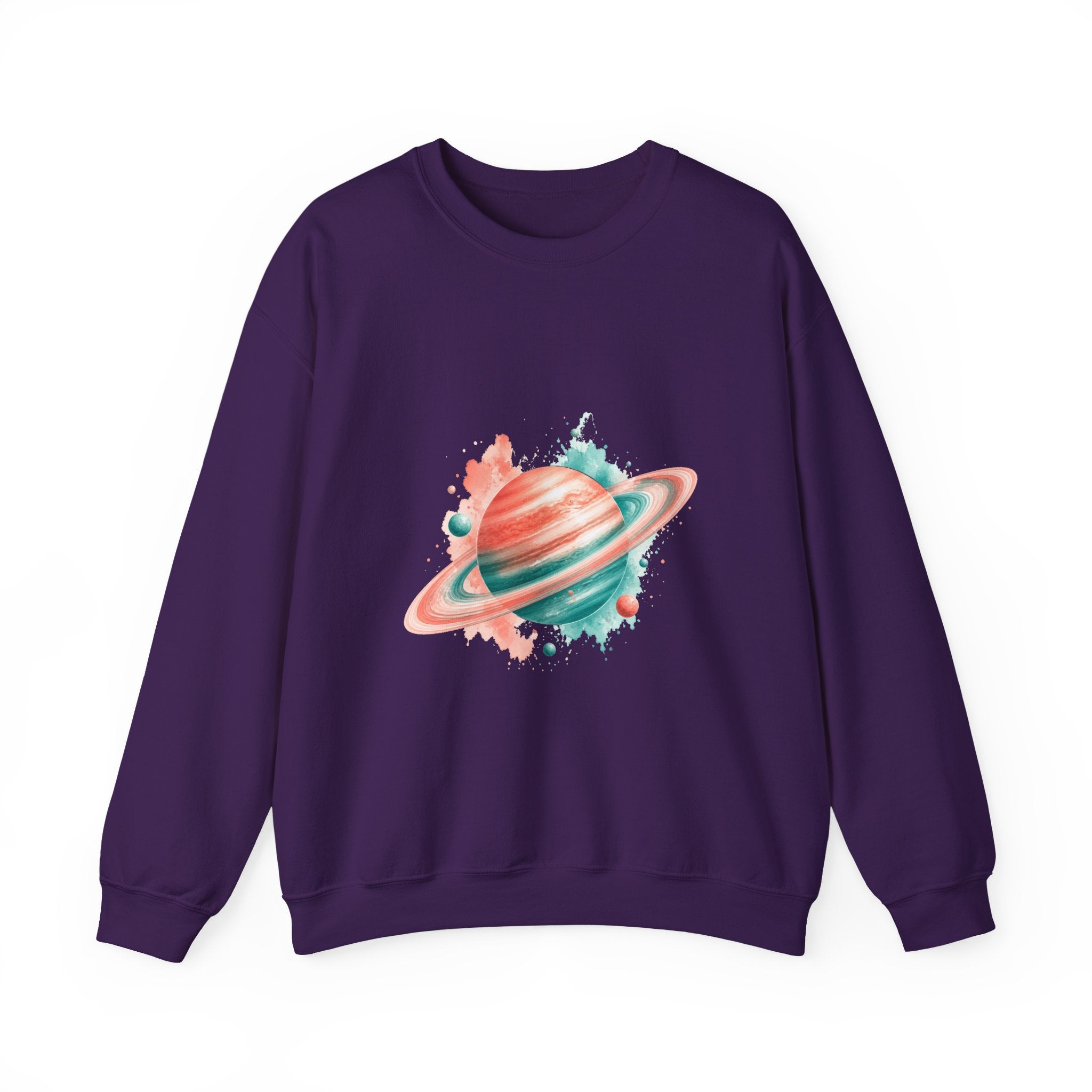 Matching Couple Sweatshirt - Saturn & Jupiter Matching Couple Premium Fleece Sweatshirt Watercolor Art His Hers Birthday Gift - Design A