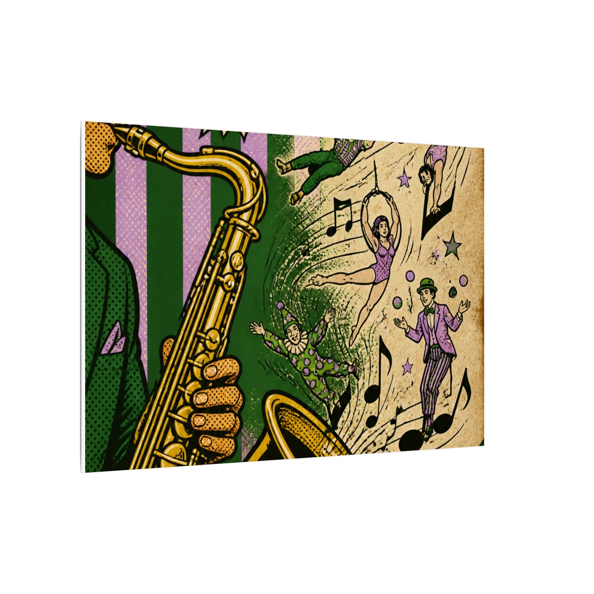 Saxophone Music Circus Wall Art Canvas 24×36 Pop Art Restaurant Decor Maximalist Print