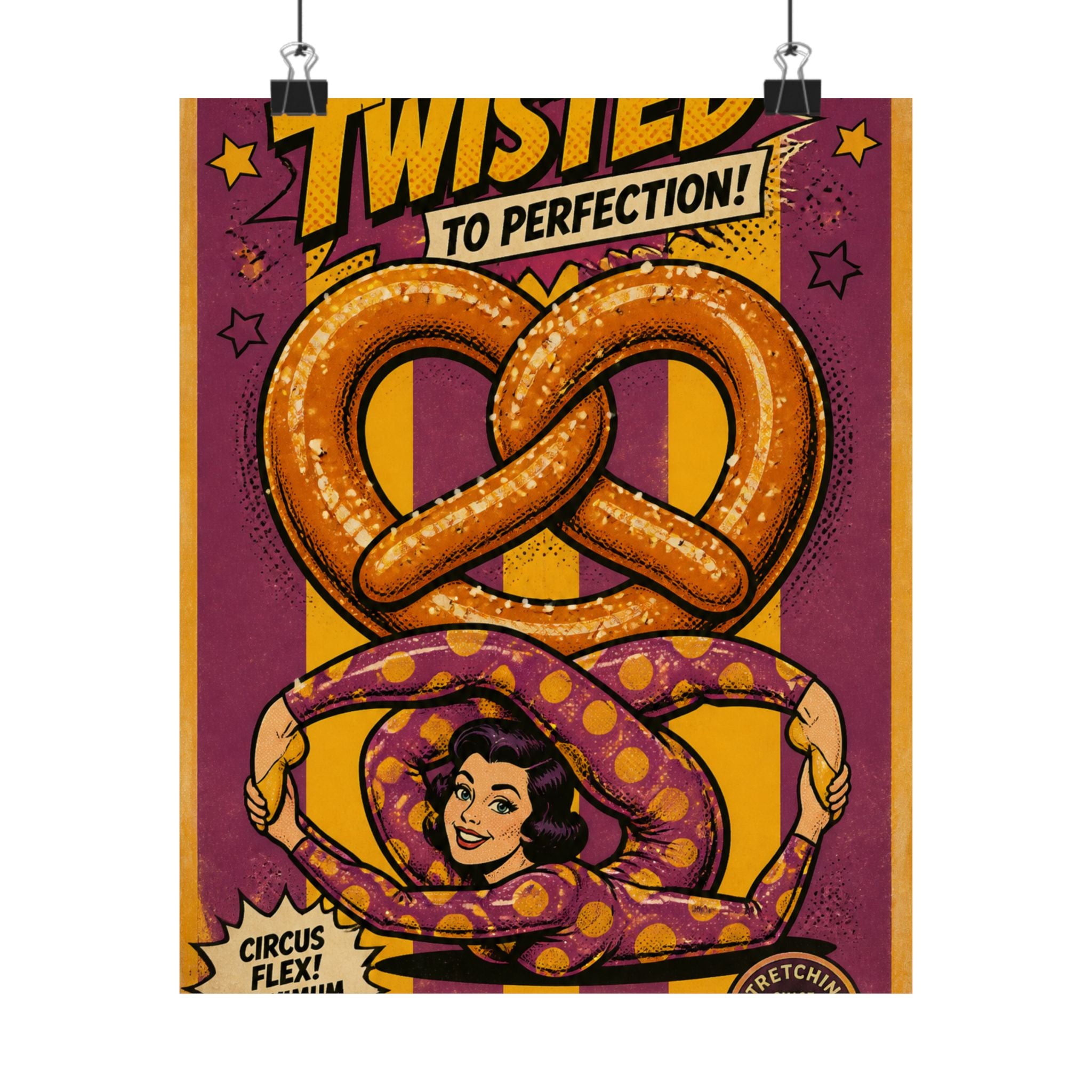 Pretzel Contortionist Wall Art Poster 18×24 Pop Art Living Room Decor Maximalist Print