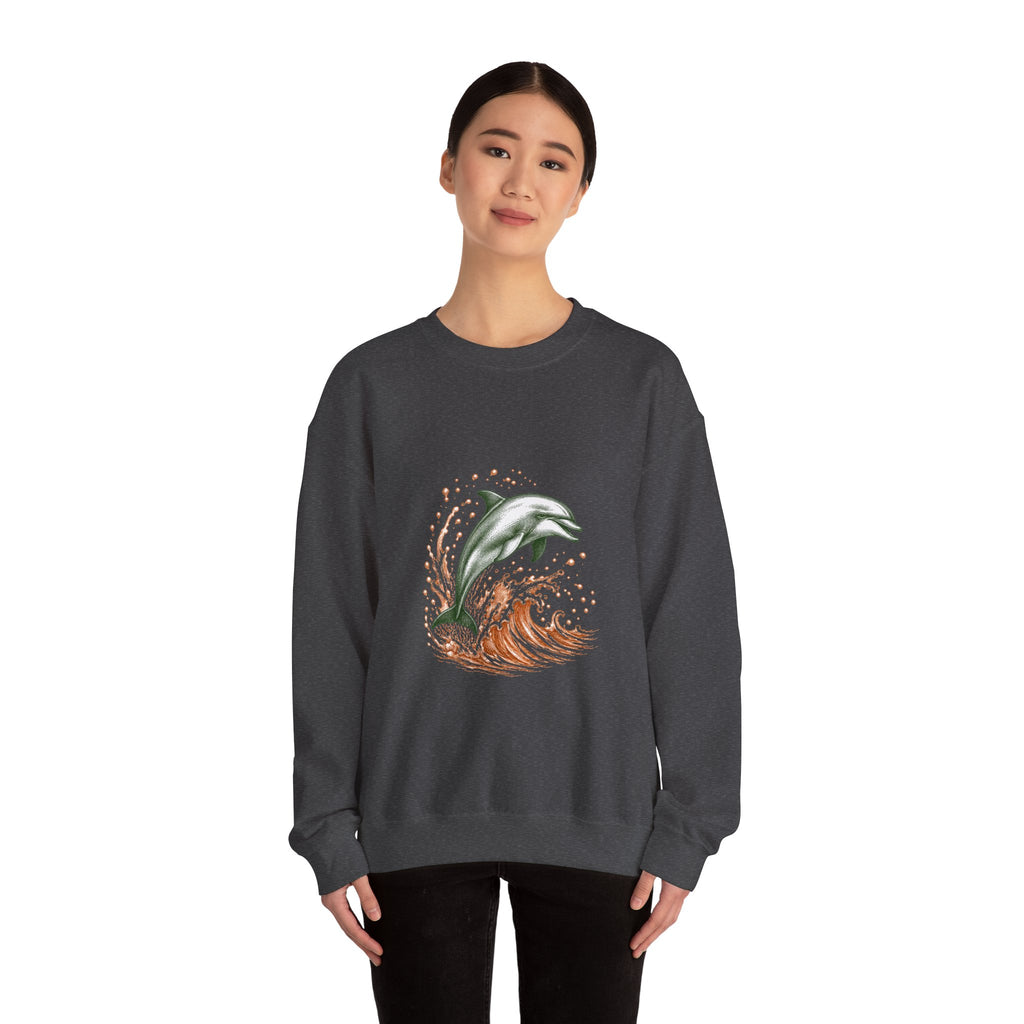 Matching Couple Sweatshirt - Shark & Dolphin Matching Couple Crewneck Sweatshirt Hand-Drawn Art His Hers Best Friend Gift - Design B