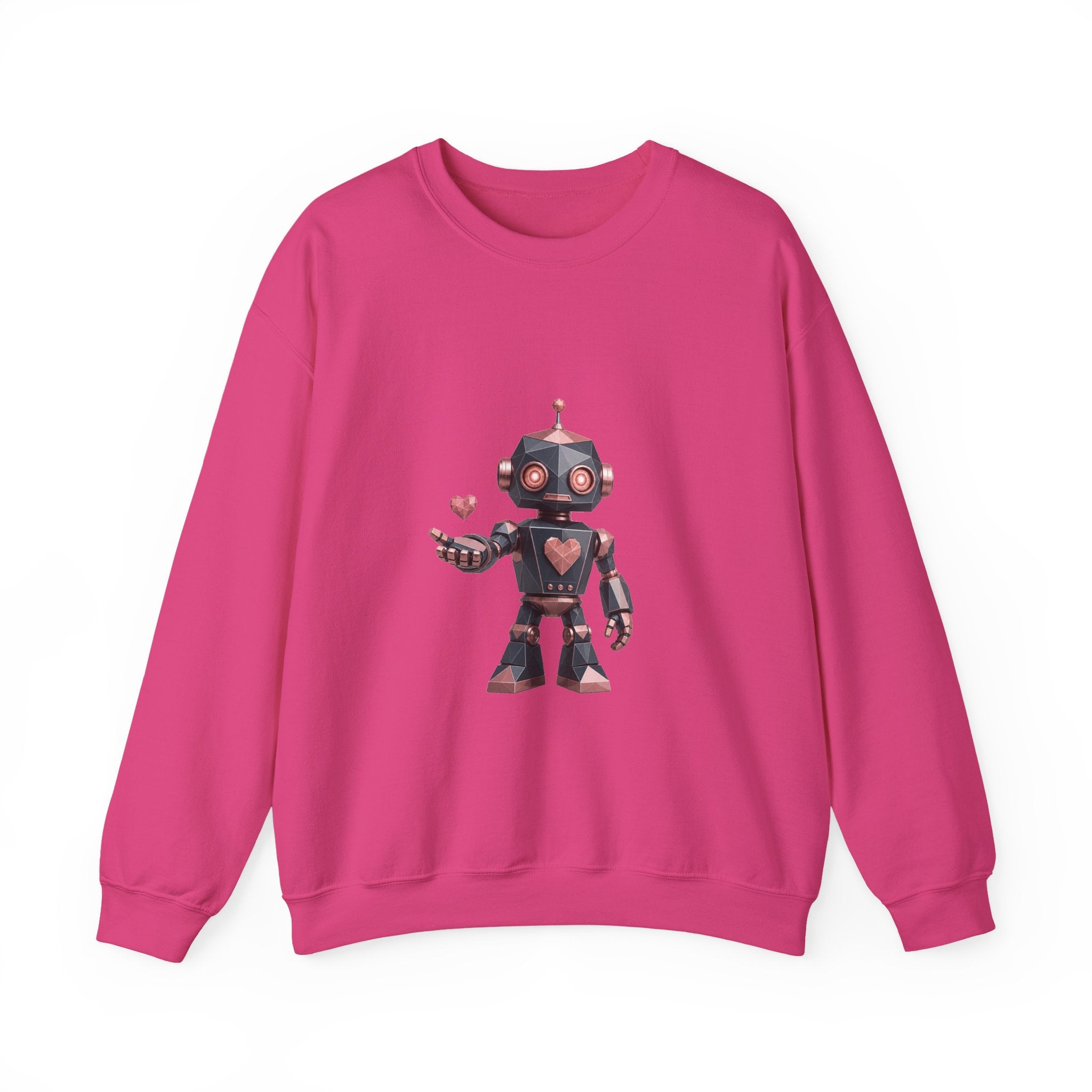 Matching Couple Sweatshirt - Robot & Heart Matching Couple Premium Fleece Sweatshirt Geometric Art His Hers Love Gift - Design A