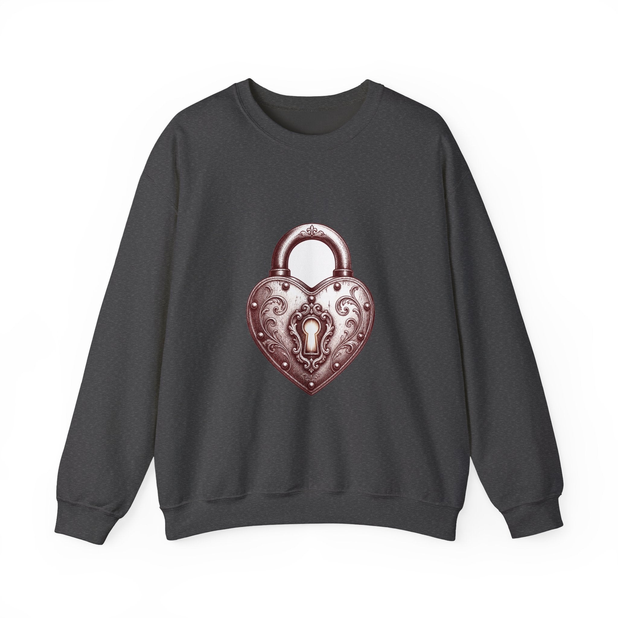 Matching Couple Sweatshirt - Key & Lock Matching Couple Premium Fleece Sweatshirt Hand-Drawn Art His Hers Anniversary Gift - Design B