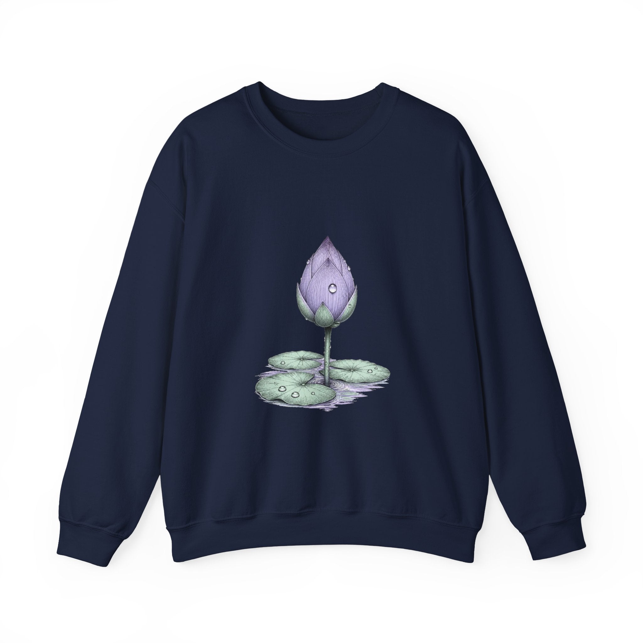 Matching Couple Sweatshirt - Open & Closed Lotus Matching Couple Crewneck Sweatshirt Hand-Drawn Art His Hers Best Friend Gift - Design B