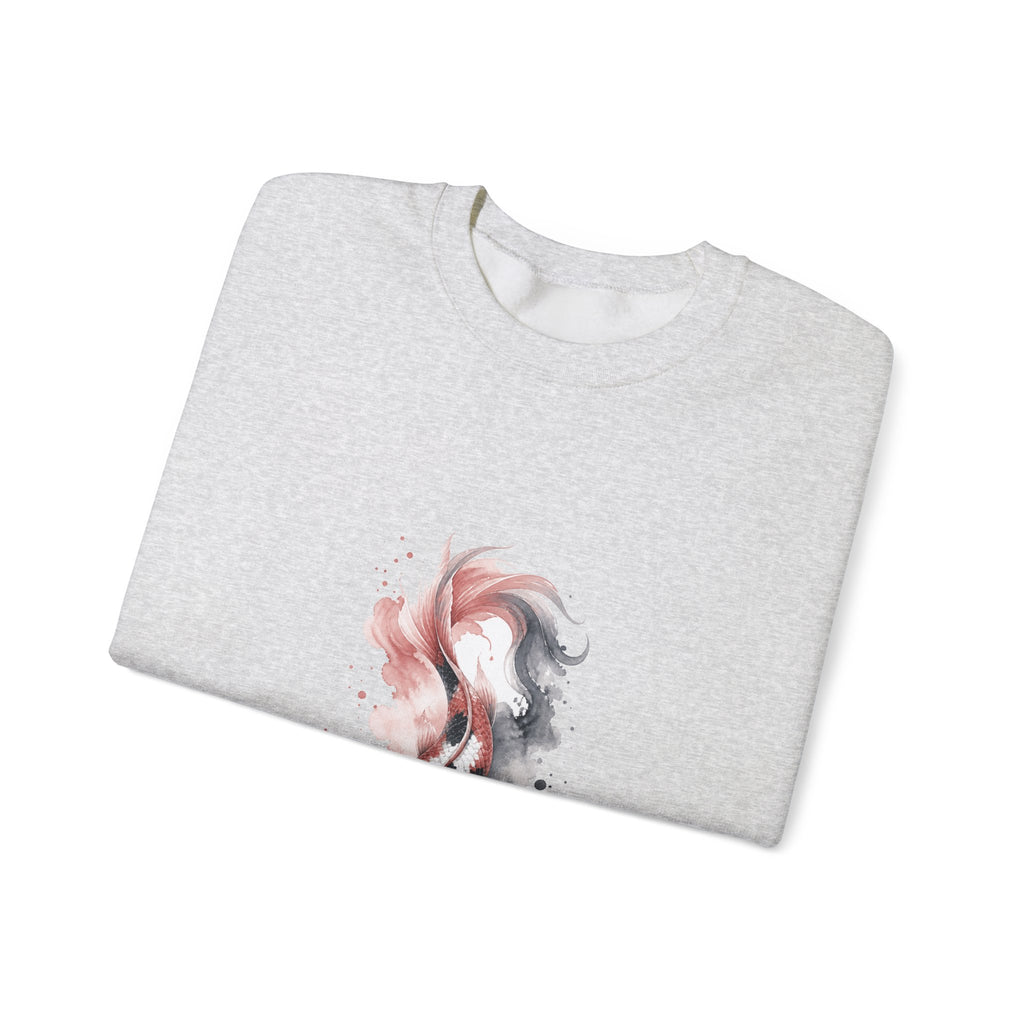 Matching Couple Sweatshirt - Koi Fish Yin Yang Matching Couple Crewneck Sweatshirt Watercolor Art His Hers Engagement Gift - Design B