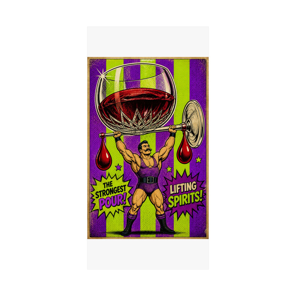Wine Glass Strongman Wall Art Poster 24×36 Pop Art Restaurant Decor Maximalist Print
