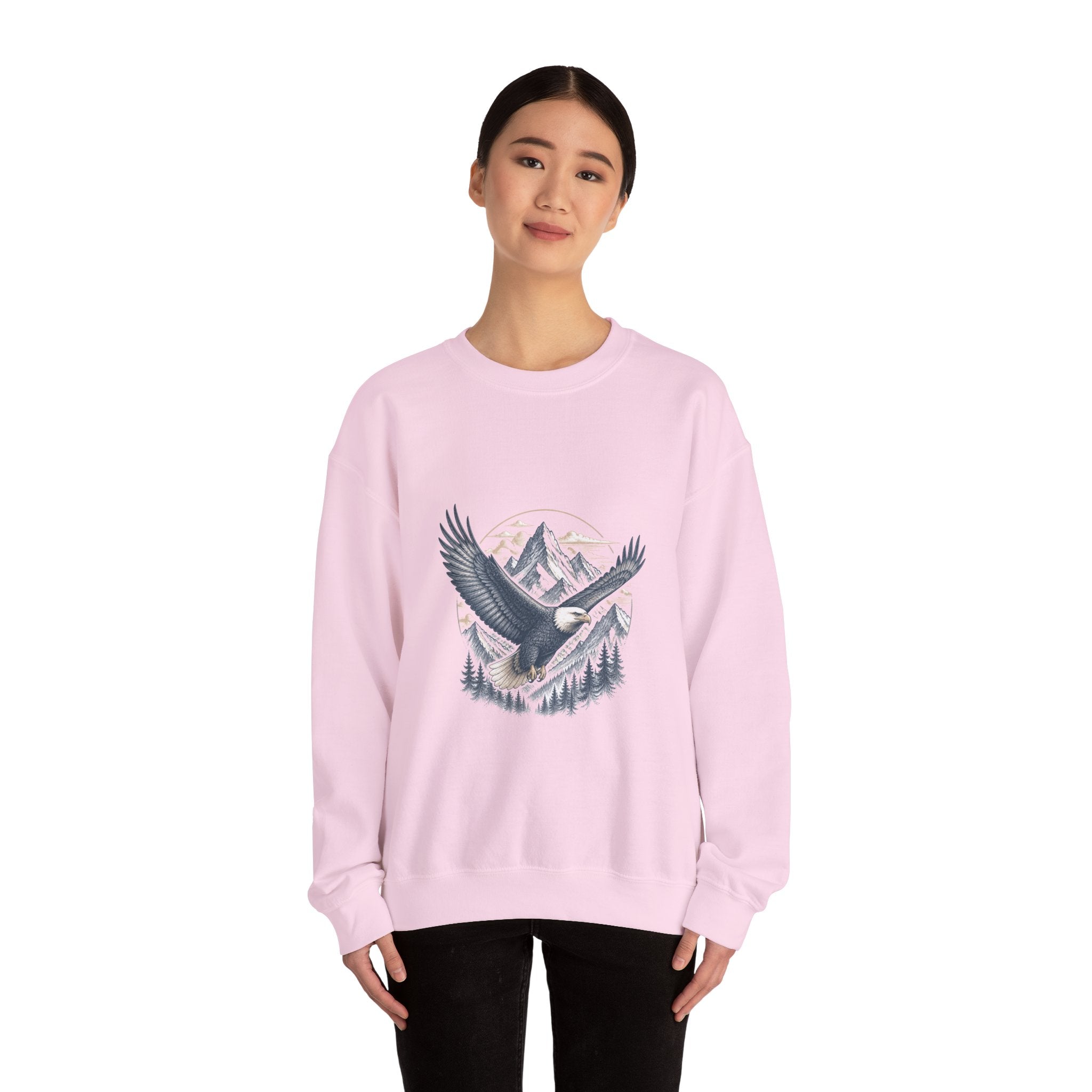 Matching Couple Sweatshirt - Eagle & Whale Matching Couple Crewneck Sweatshirt Hand-Drawn Art His Hers Best Friend Gift - Design A