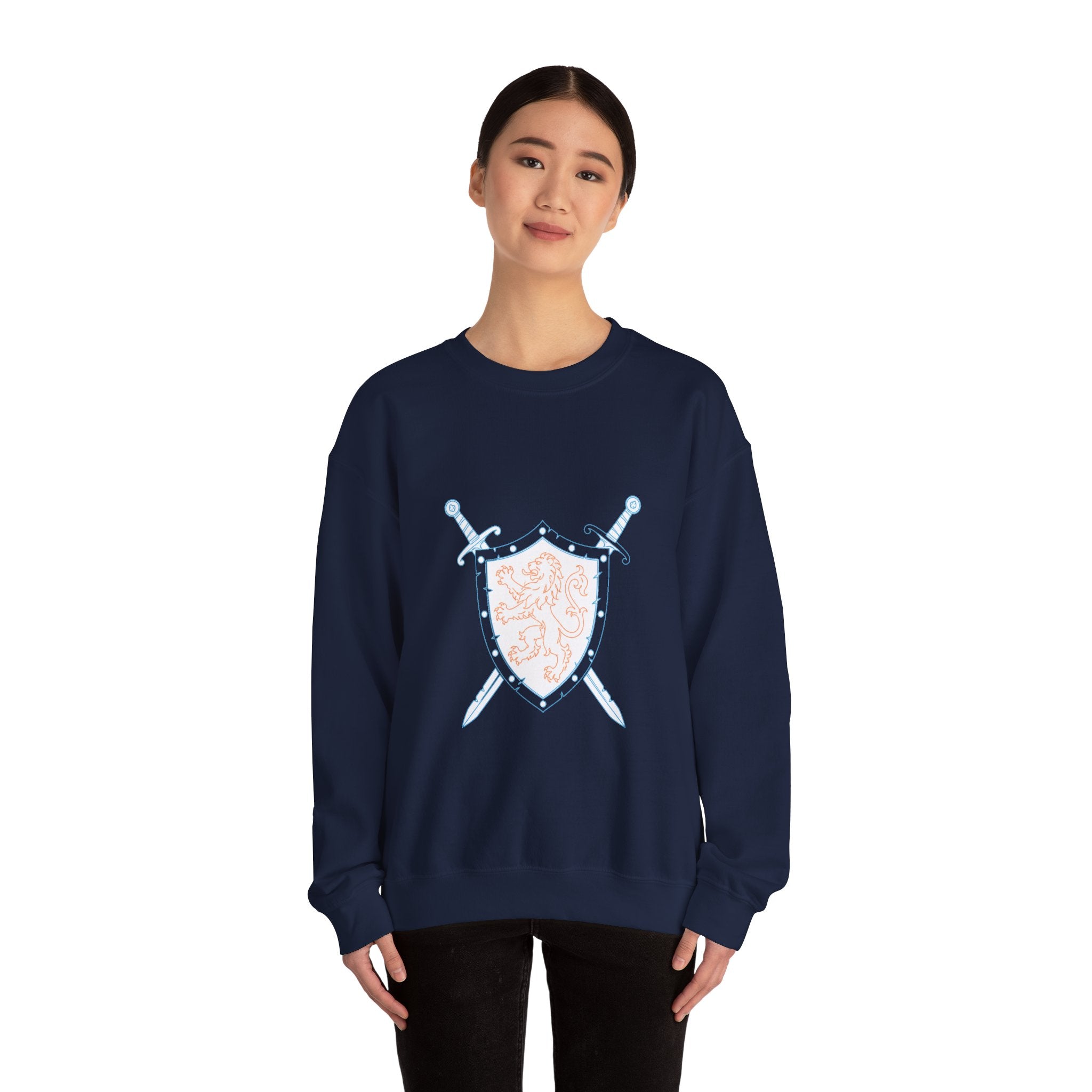 Matching Couple Sweatshirt - Crown & Shield Matching Couple Comfort Colors Crew Minimalist Art His Hers Christmas Gift - Design B
