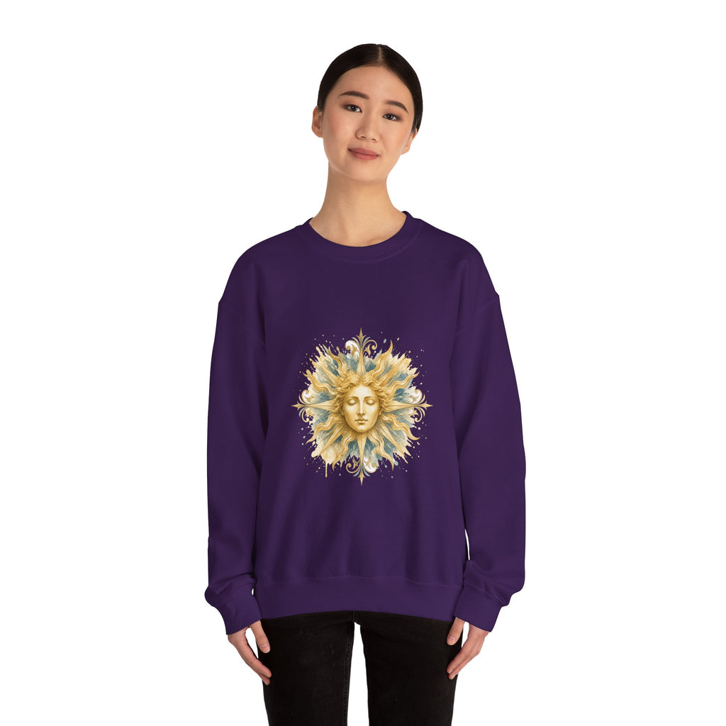 Matching Couple Sweatshirt - Helios & Selene Matching Couple Premium Fleece Sweatshirt Watercolor Art His Hers Birthday Gift - Design A