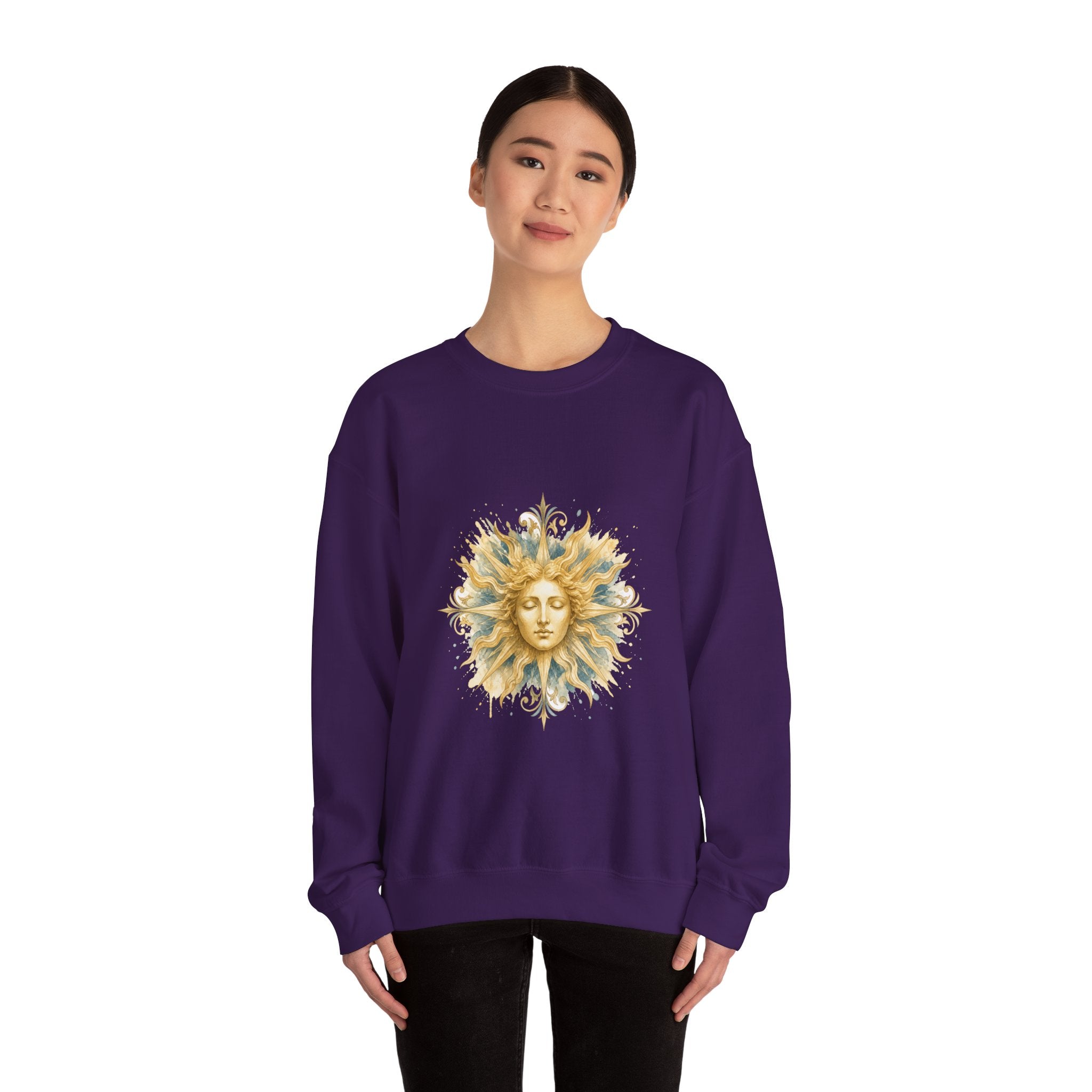 Matching Couple Sweatshirt - Helios & Selene Matching Couple Premium Fleece Sweatshirt Watercolor Art His Hers Birthday Gift - Design A