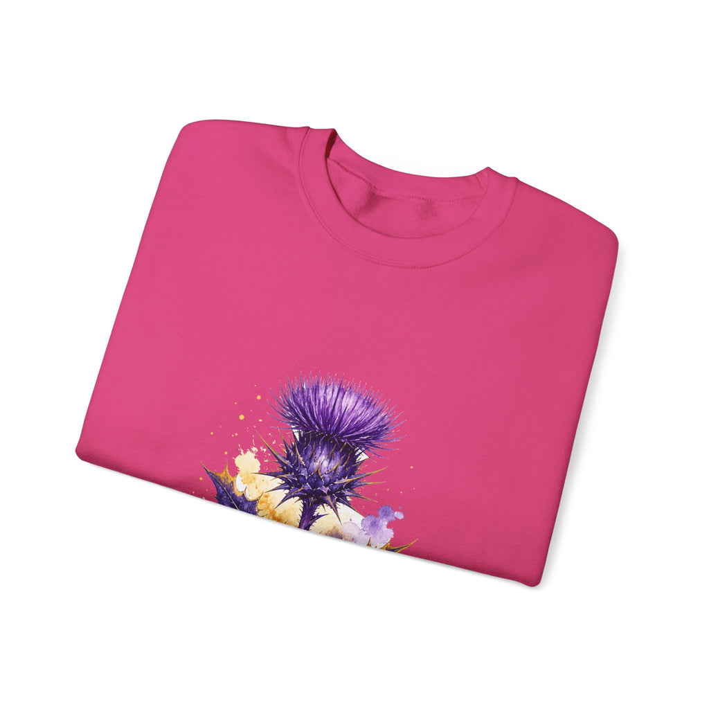 Matching Couple Sweatshirt - Lavender & Thistle Matching Couple Crewneck Sweatshirt Watercolor Art His Hers Engagement Gift - Design B